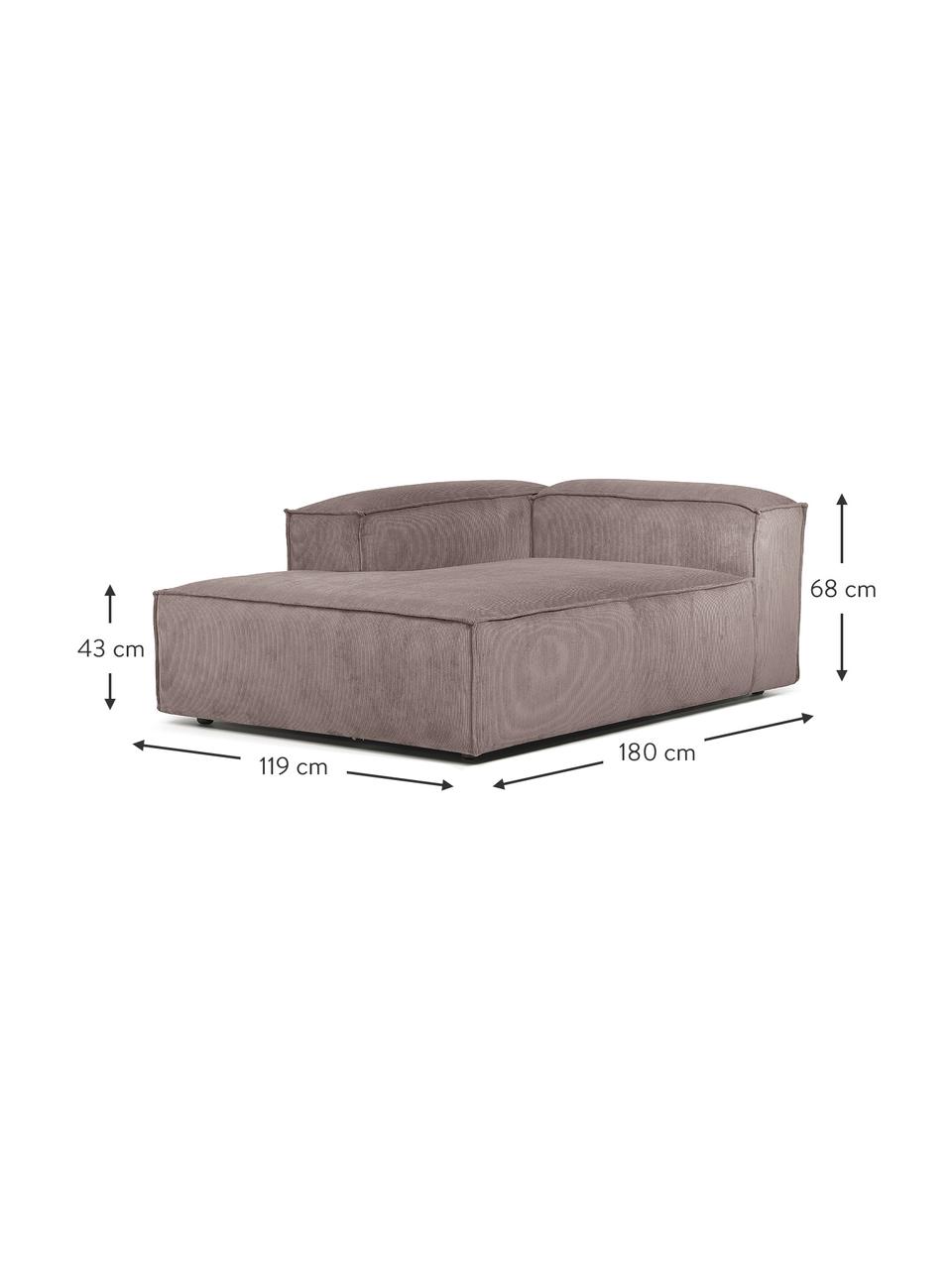 Modulo angolare in velluto a coste Lennon, Rivestimento: velluto a coste (92% poli, Struttura: legno massiccio compensat, Piedini: plastica, Velluto a coste marrone, Larg. 119 x Prof. 180 cm, chaise-longue a sinistra