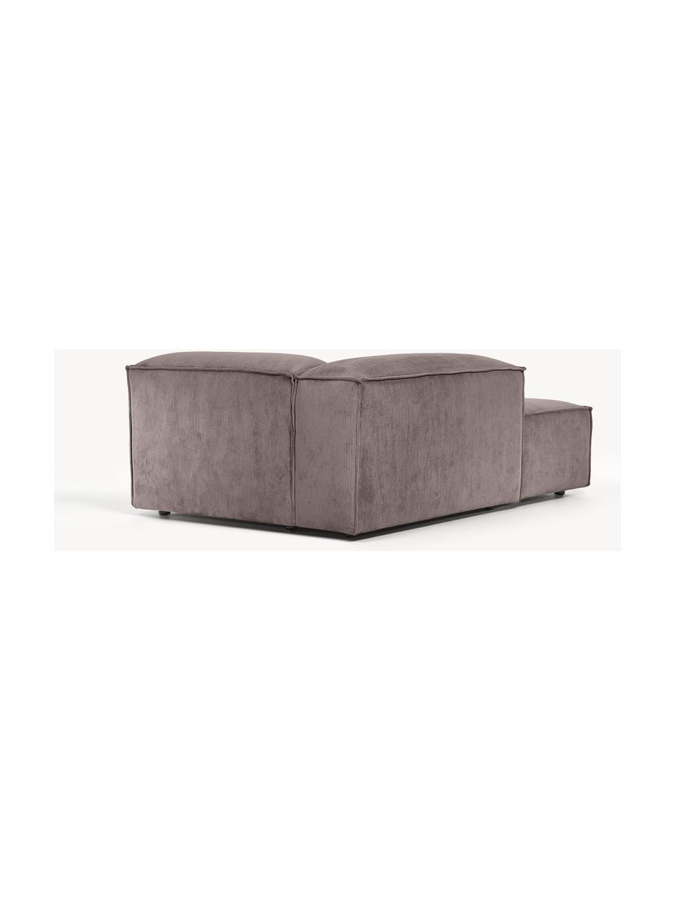 Module méridienne en velours côtelé Lennon, Velours côtelé taupe, larg. 119 x prof. 180 cm, dossier à droite