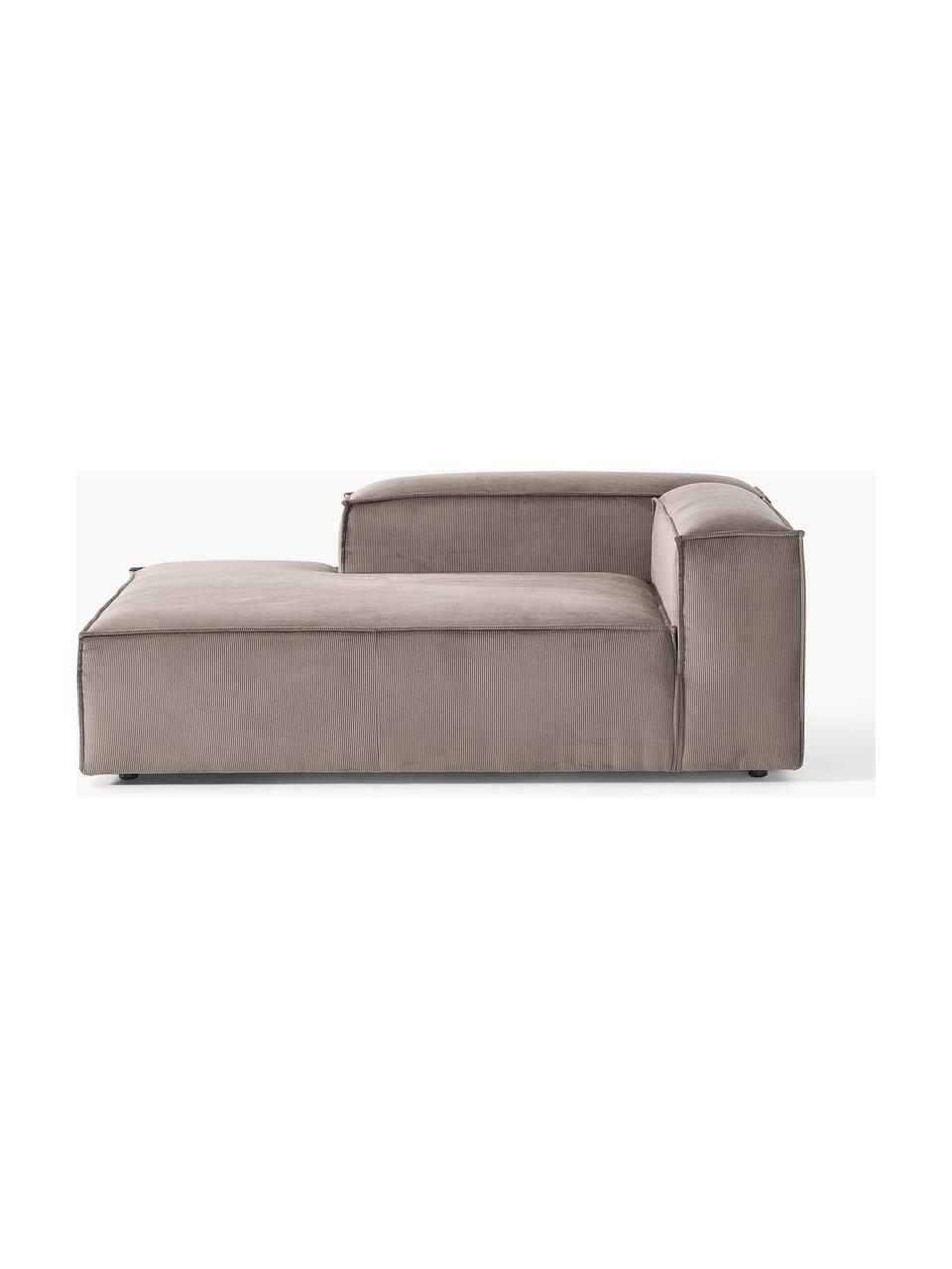 Ottomane-Eckmodul Lennon aus Cord, Bezug: Cord (92 % Polyester, 8 %, Gestell: Massives Kiefernholz, Spe, Füße: Kunststoff Dieses Produkt, Cord Taupe, B 119 x T 180 cm, Eckteil links