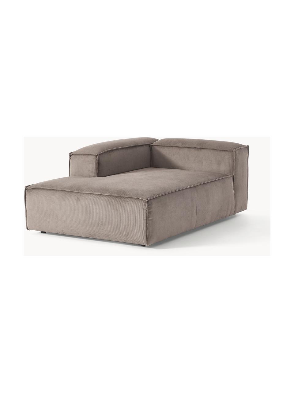 Diván sofá de pana Lennon, Tapizado: pana (92% poliéster, 8% p, Estructura: madera de pino maciza, ma, Patas: plástico Este producto es, Pana gris pardo, An 119 x F 180 cm, chaise longue derecha