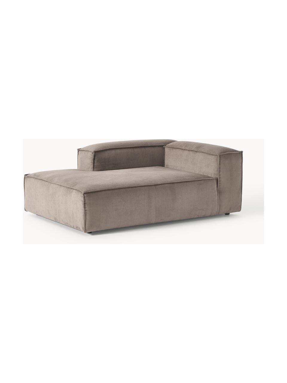 Chaise longue hoekmodule Lennon van corduroy, Bekleding: corduroy (92% polyester, , Frame: massief grenenhout, multi, Poten: kunststof Dit product is , Corduroy taupe, B 119 x D 180 cm, hoekdeel rechts