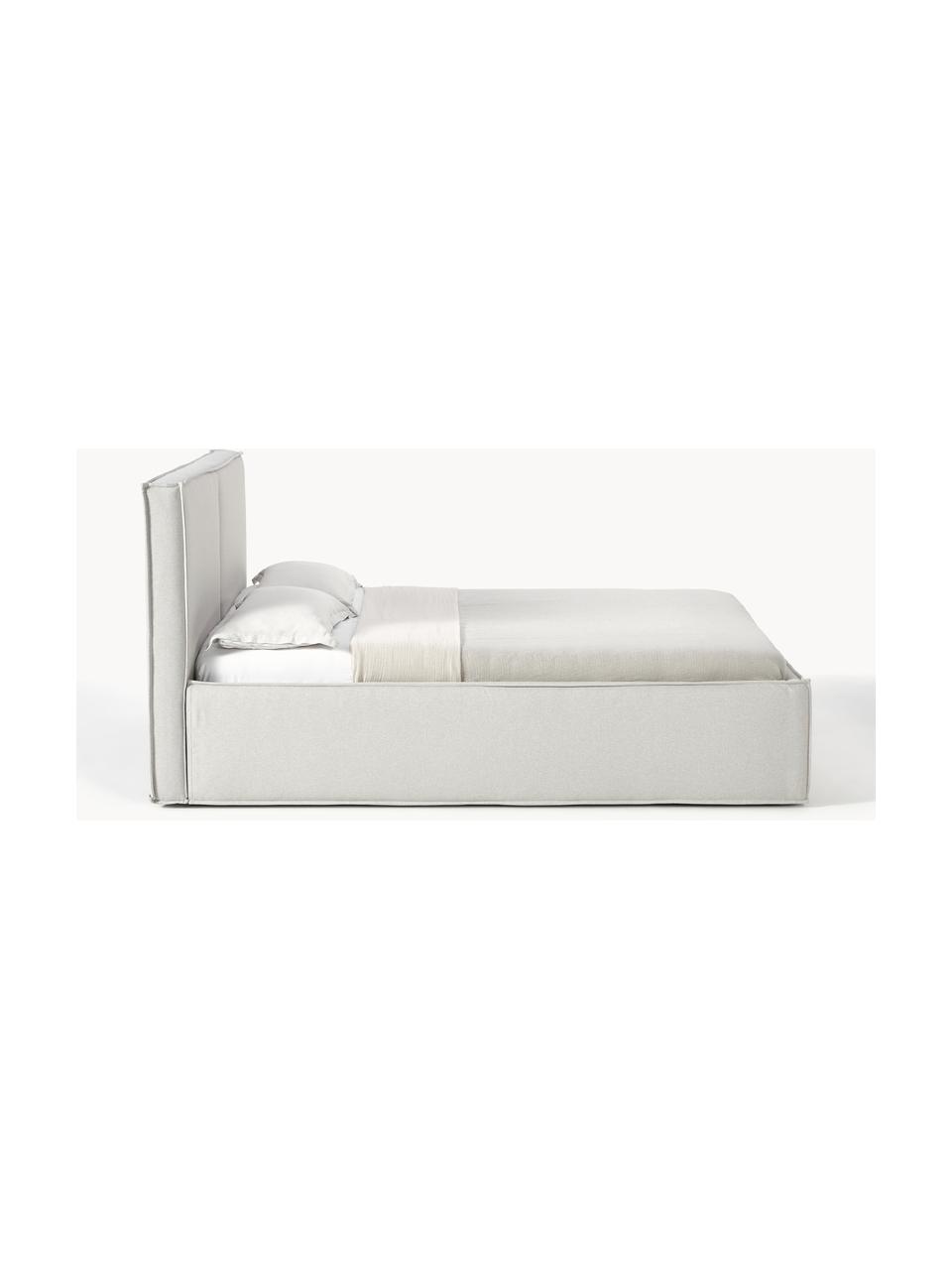 Gestoffeerd bed Dream met opbergruimte, Bekleding: polyester (gestructureerd, Frame: massief grenenhout en pla, Geweven stof lichtbeige, B 140 x L 200 cm