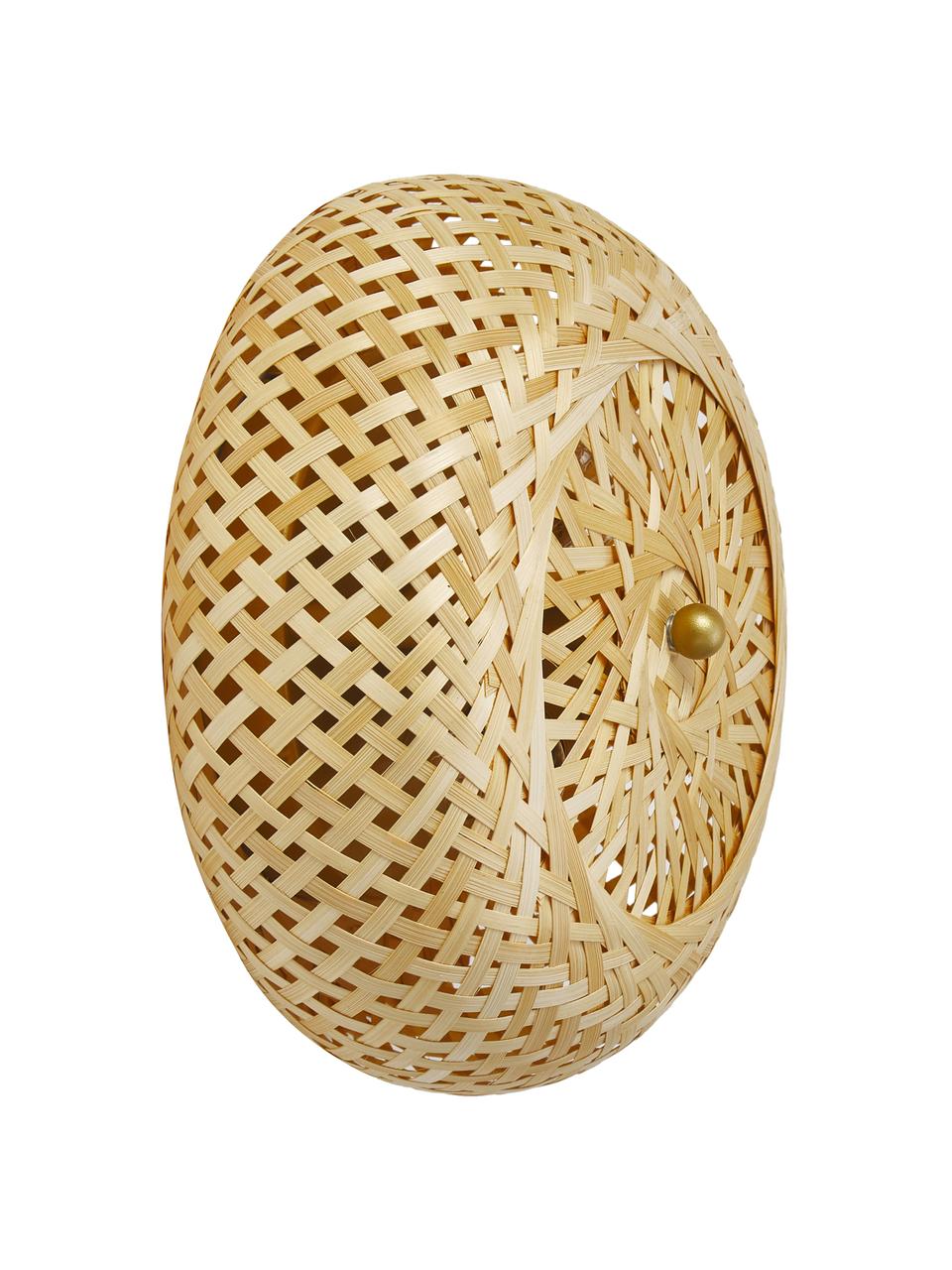 Applique design bambou naturel Evelyn, Brun clair, couleur dorée, Ø 25 x prof. 10 cm