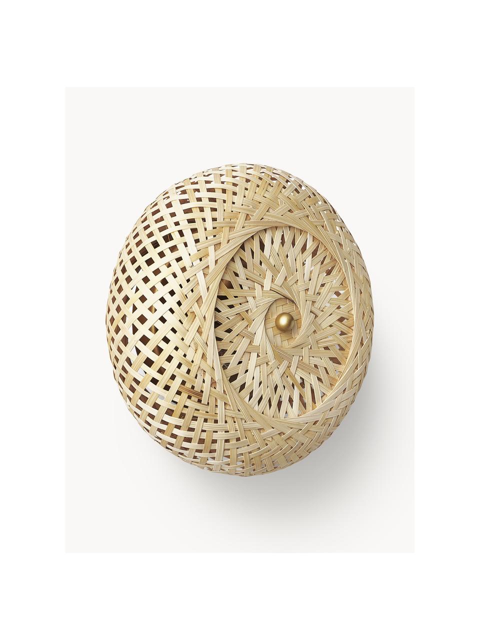 Aplique de bambú de diseño Evelyn, Fijación: hierro, Pantalla: bambú, Beige, dorado, Ø 25 x F 10 cm