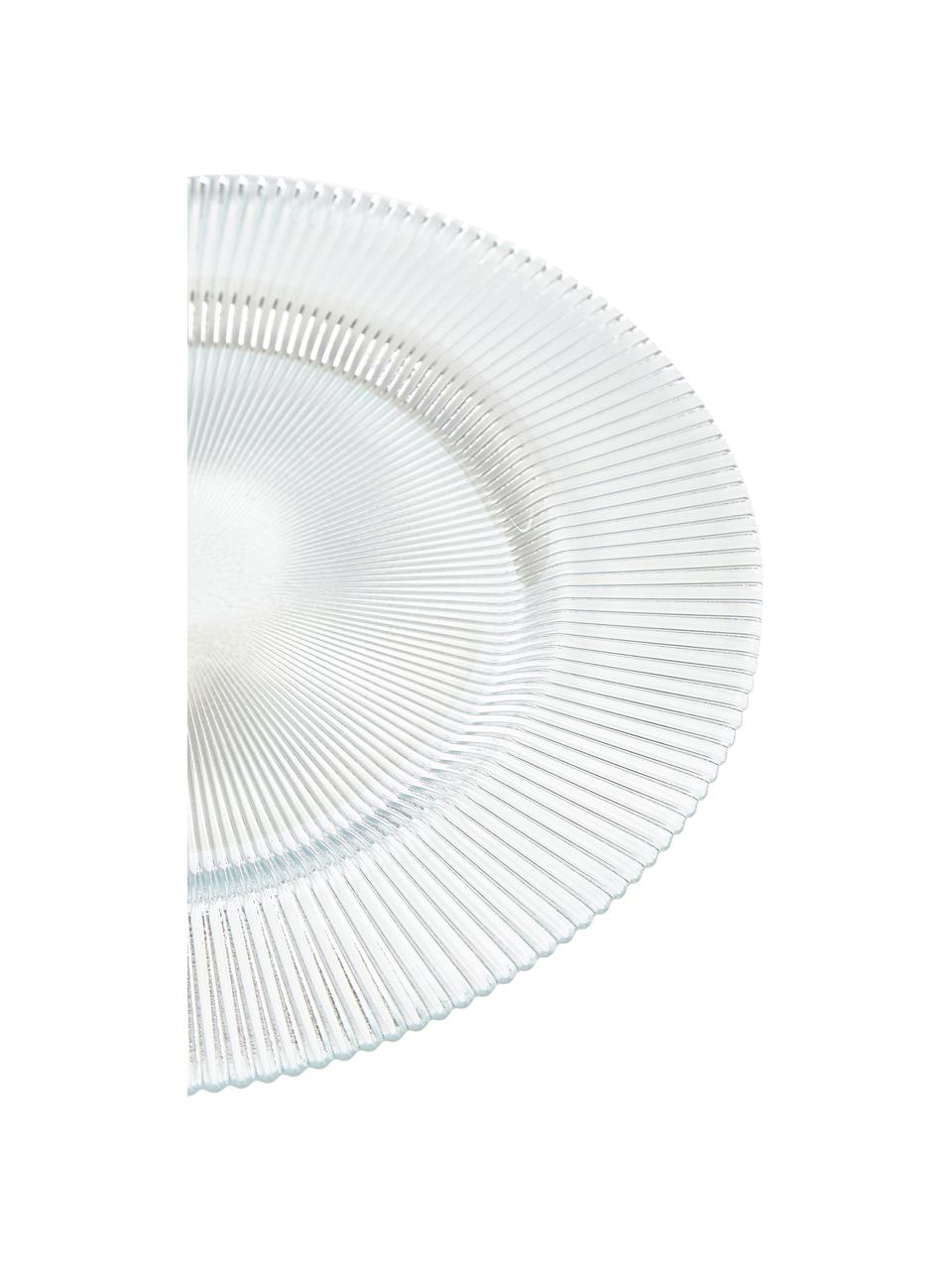 Platos llanos de vidrio con relieves Luce, 6 uds., Vidrio, Transparente, Ø 28 x Al 2 cm