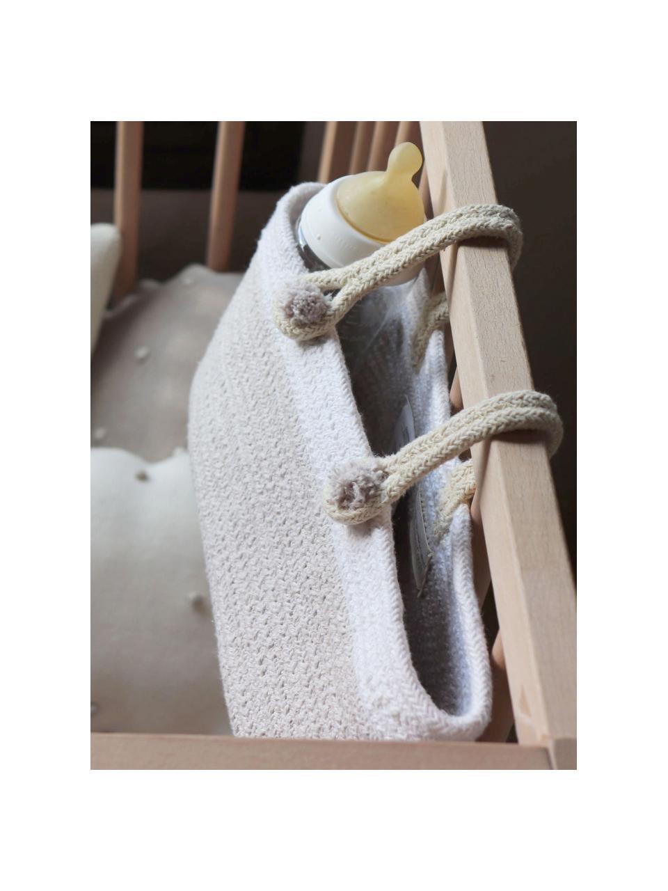 Ručne vyrobený detský úložný kôš na zavesenie Maria, 97 % bavlna, 3 % umelé vlákno, Hnedosivá, biela, Š 25 x V 10 cm