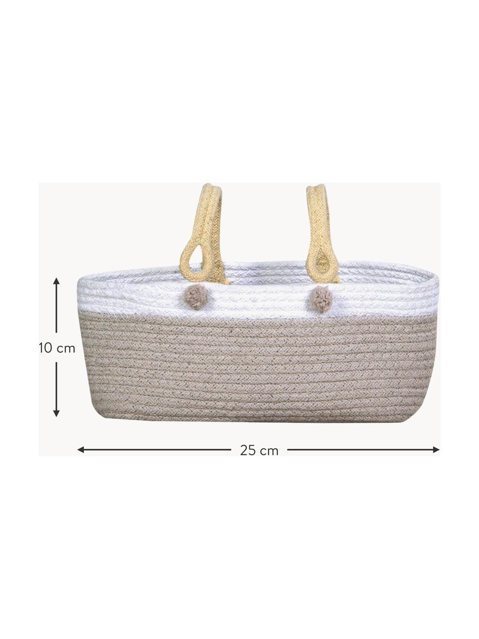 Panier de rangement artisanal à suspendre Maria, 97 % coton, 3 % fibres synthétiques, Grège, blanc, larg. 25 x haut. 10 cm