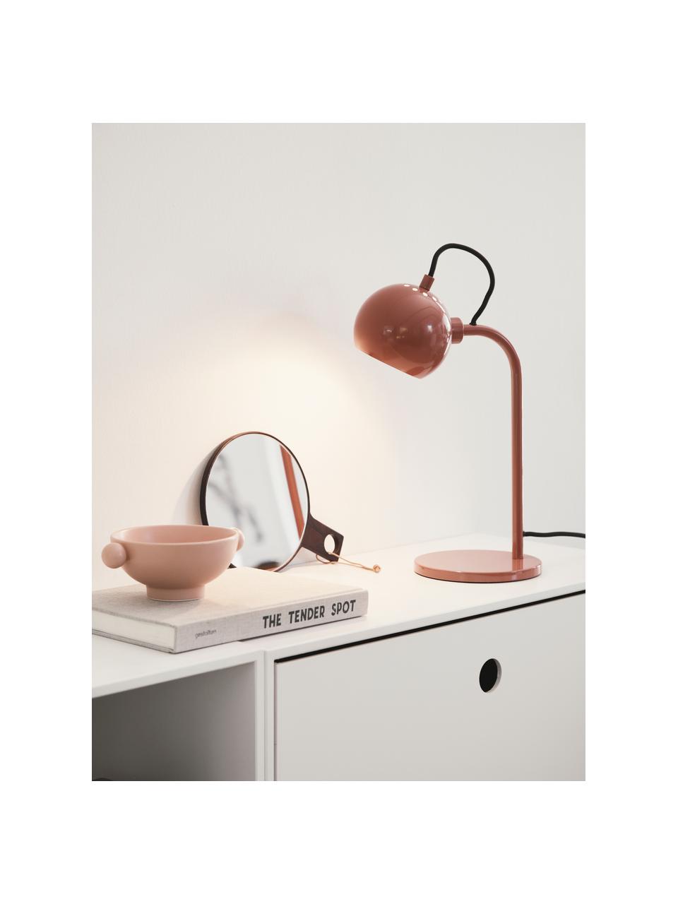 Design tafellamp Ball, Lampenkap: gecoat metaal, Lampvoet: gecoat metaal, Roodbruin, B 24 x H 37 cm