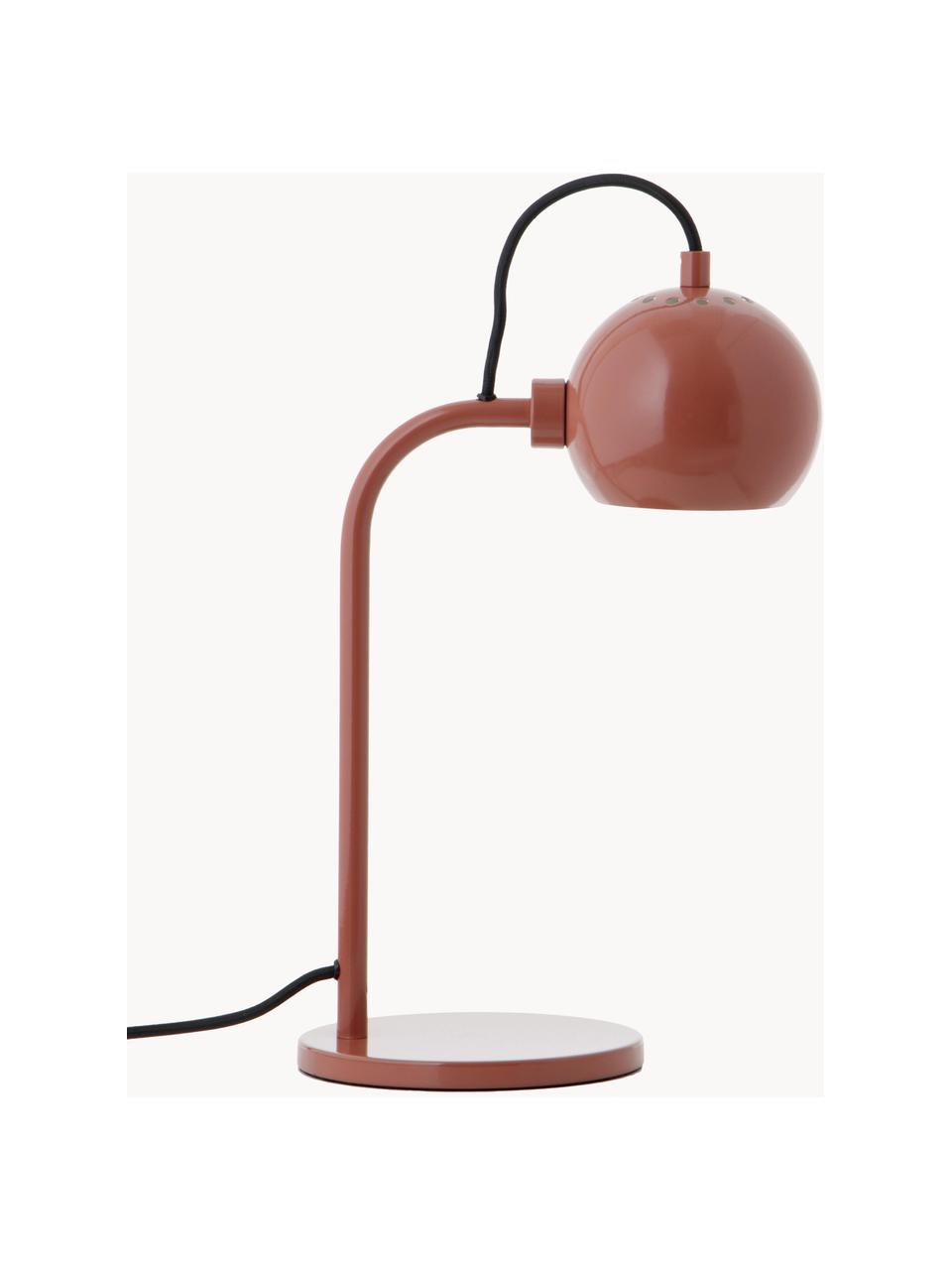 Lámpara de mesa de diseño Ball, Pantalla: metal recubierto, Cable: cubierto en tela, Marrón rojizo, An 24 x Al 37 cm