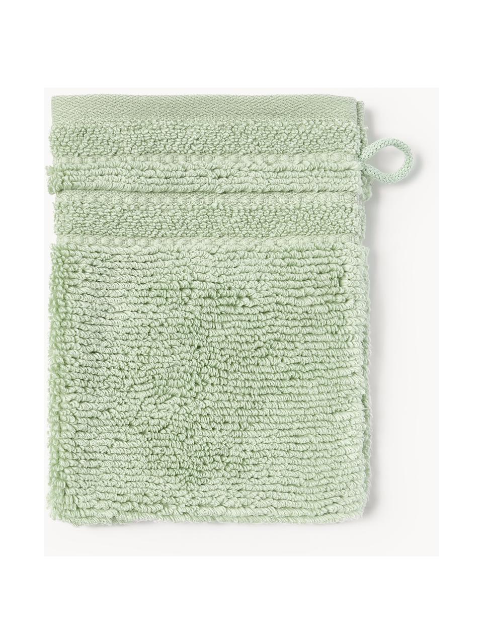 Guanti da bagno con bordo rigato Luxe 2 pz, Verde salvia, Guanti da bagno, Larg. 16 x Lung. 22 cm