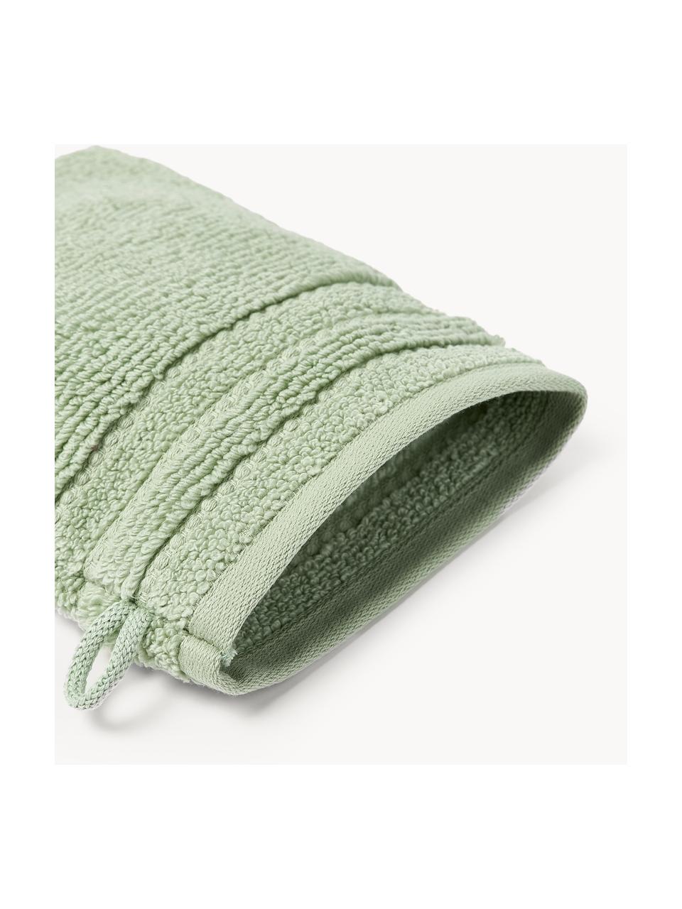 Guanti da bagno con bordo rigato Luxe 2 pz, Verde salvia, Guanti da bagno, Larg. 16 x Lung. 22 cm