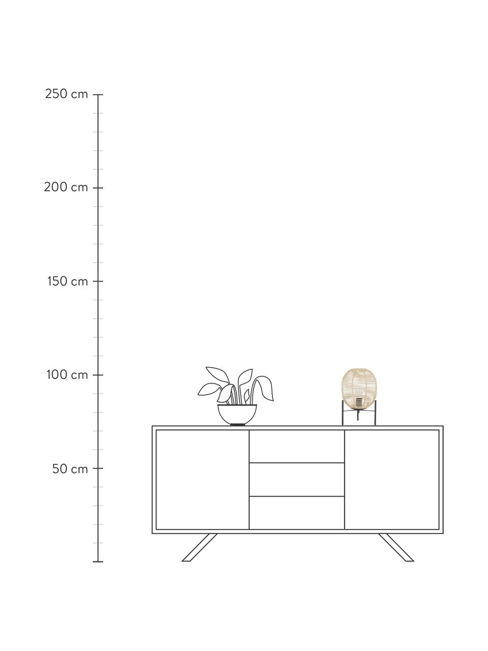 Lámpara de mesa de ratán Wasa, Pantalla: ratán, Cable: cubierto en tela, Beige, negro, Ø 26 x Al 38 cm