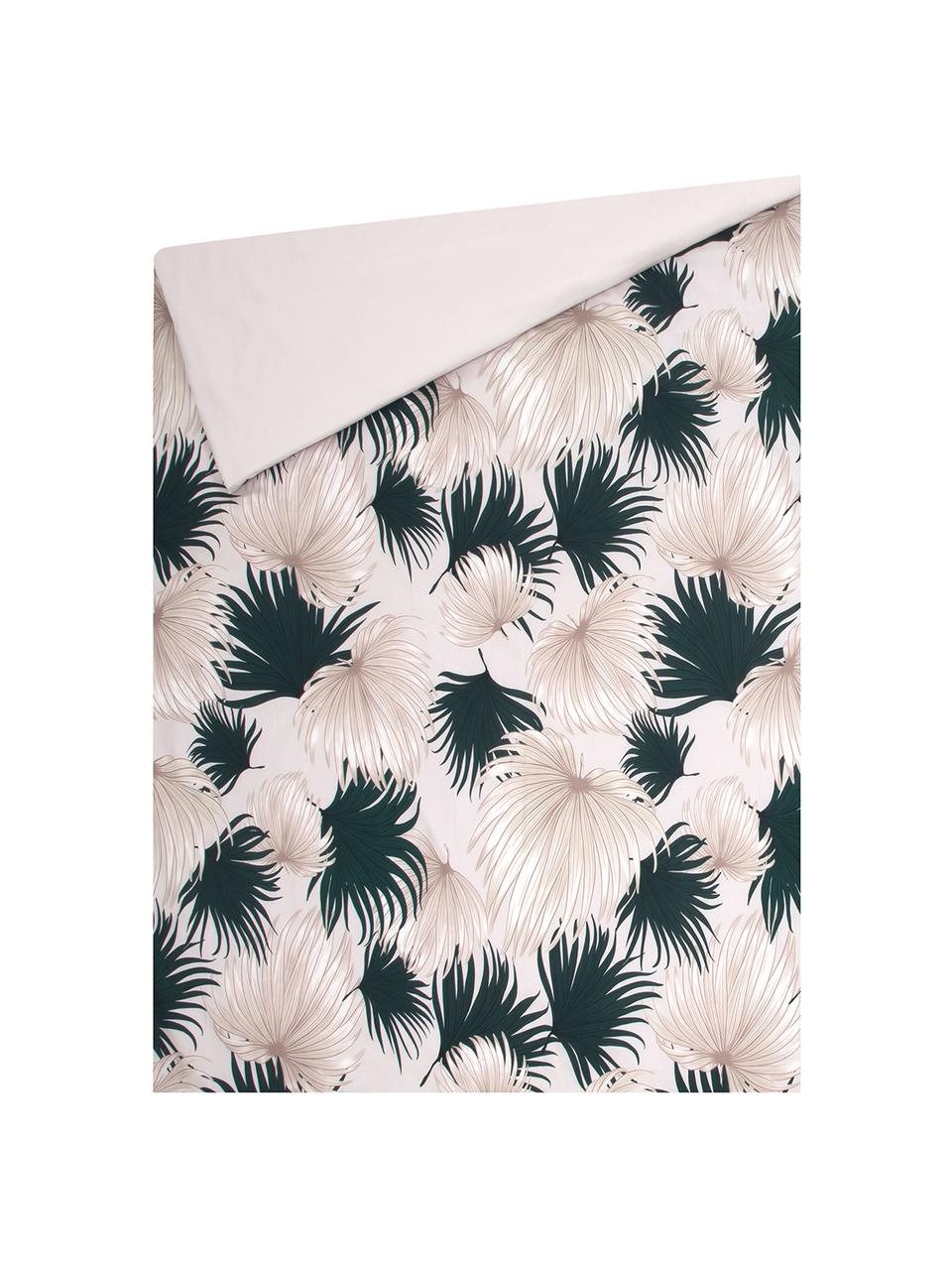 Funda nórdica doble cara de satén Aloha, Beige, verde, Cama 90 cm (150 x 220 cm)