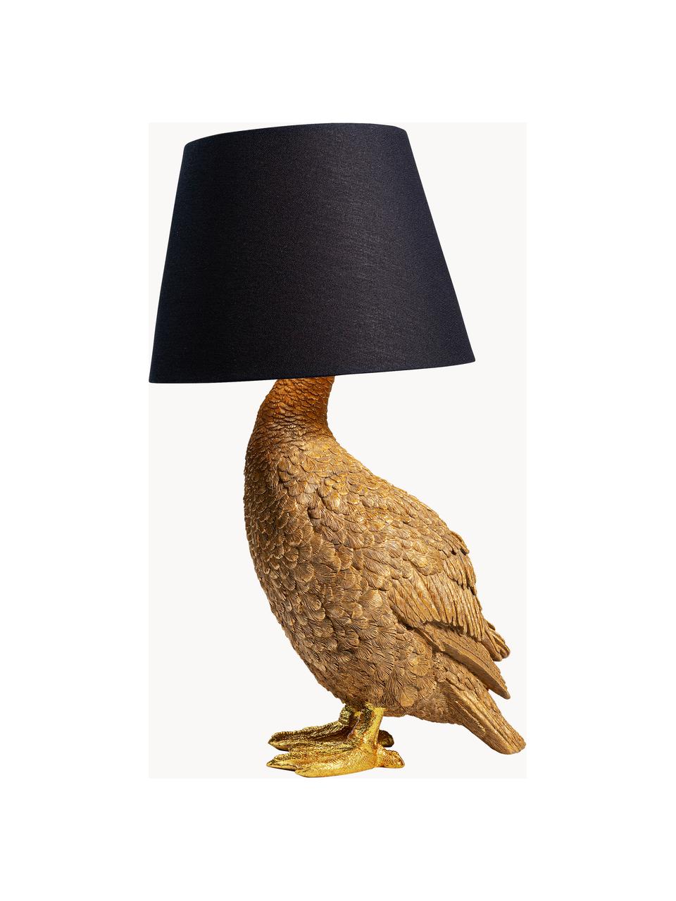 Grosse Design Tischlampe Duck, Lampenschirm: Baumwolle, Goldfarben, Schwarz, B 31 x H 58 cm