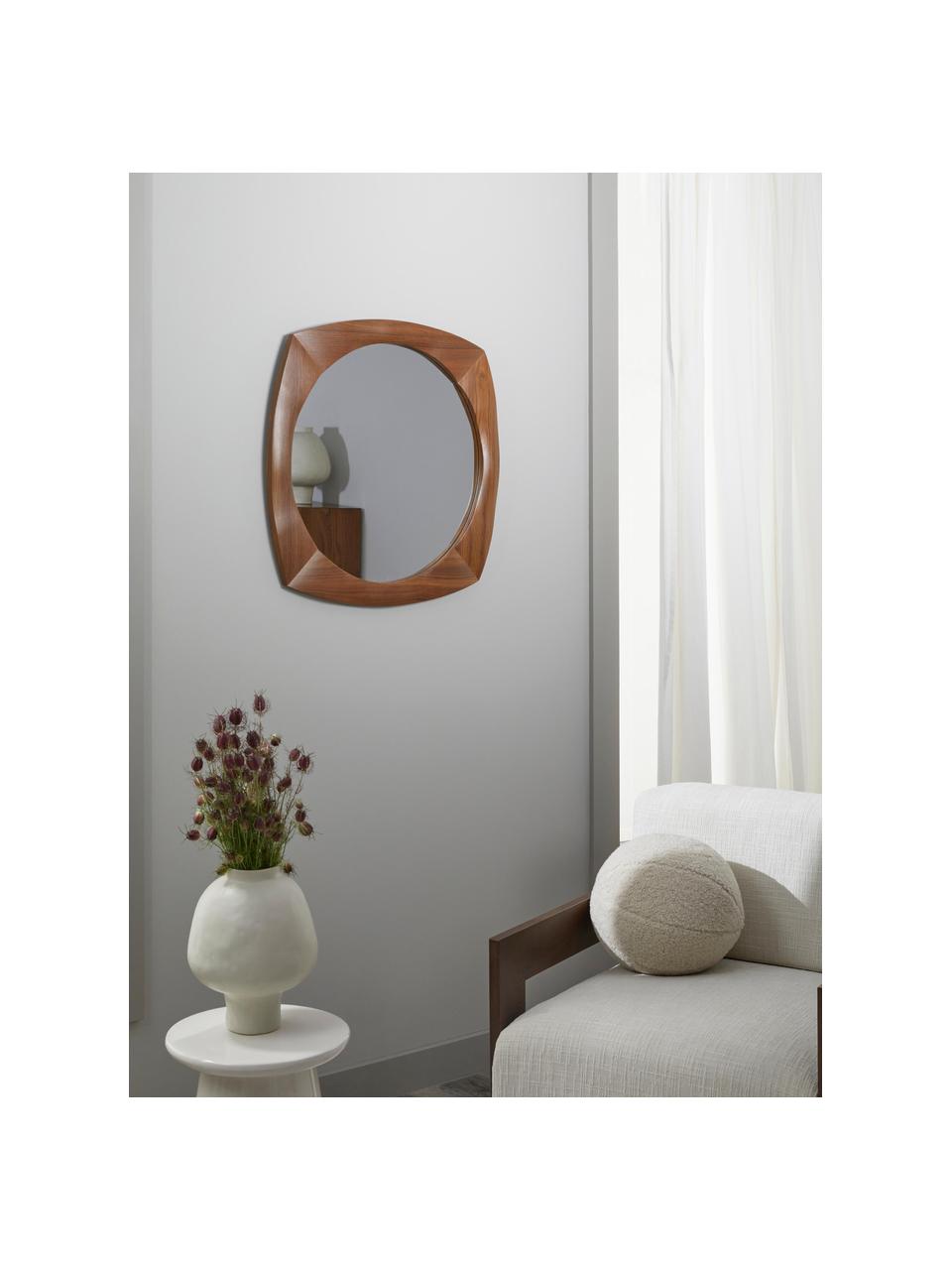 Miroir mural Emory, Bois foncé, larg. 70 x haut. 70 cm