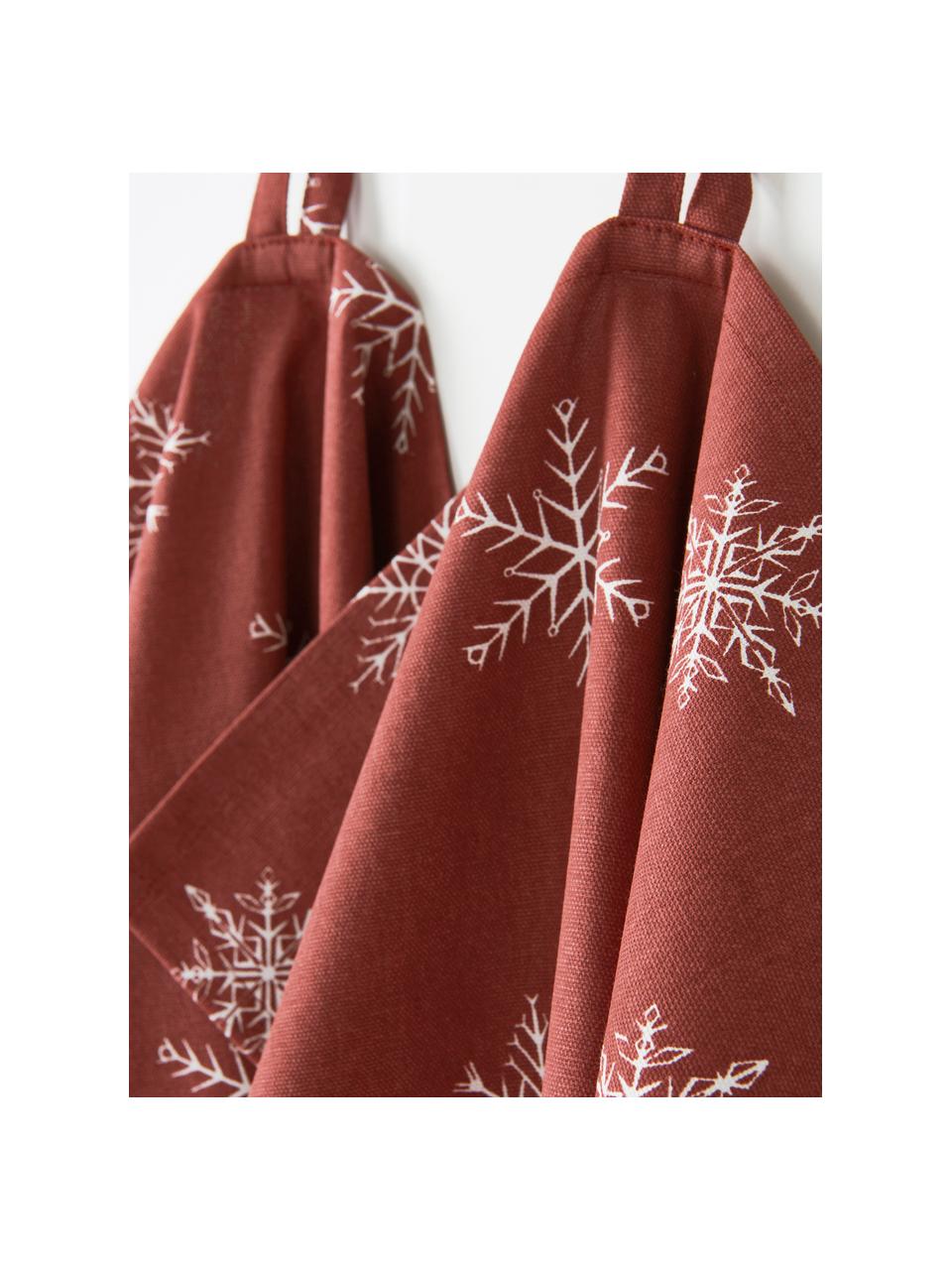 Ręcznik kuchenny Snow, 2 szt., 100% bawełna pochodząca ze zrównoważonych upraw, Czerwony, biały, S 50 x D 70 cm