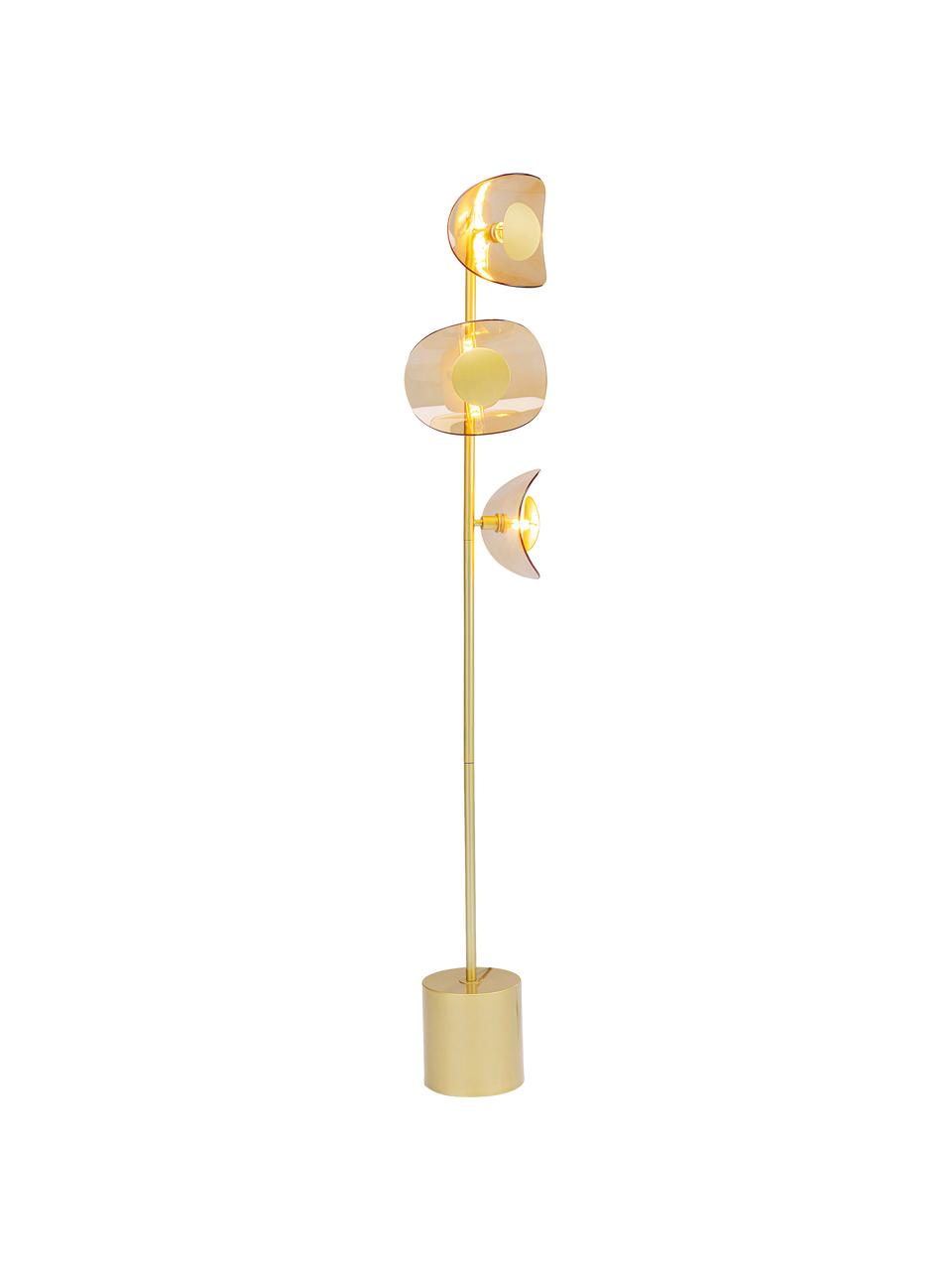 Stojacia lampa zo skla a kovu Mariposa, Odtiene zlatej, Ø 25 x V 160 cm
