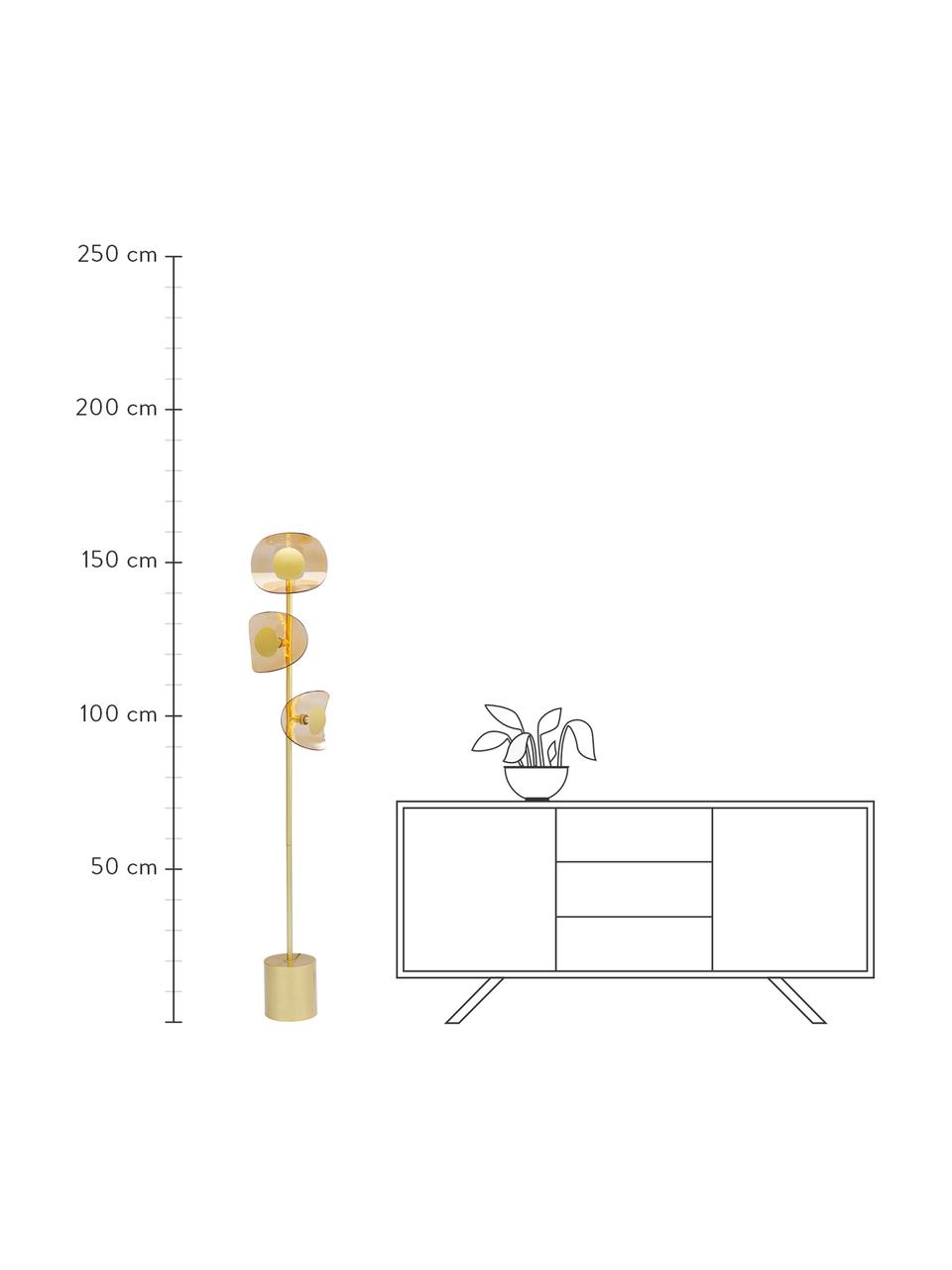 Lampadaire moderne Mariposa, Couleur dorée, Ø 25 x haut. 160 cm