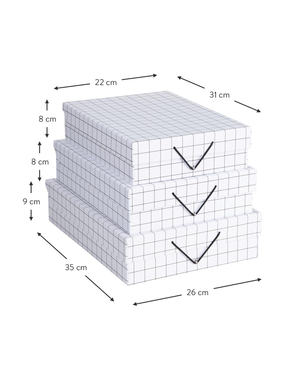 Aufbewahrungsboxen-Set Bessie, 3-tlg., Weiß, Schwarz, Set mit verschiedenen Größen
