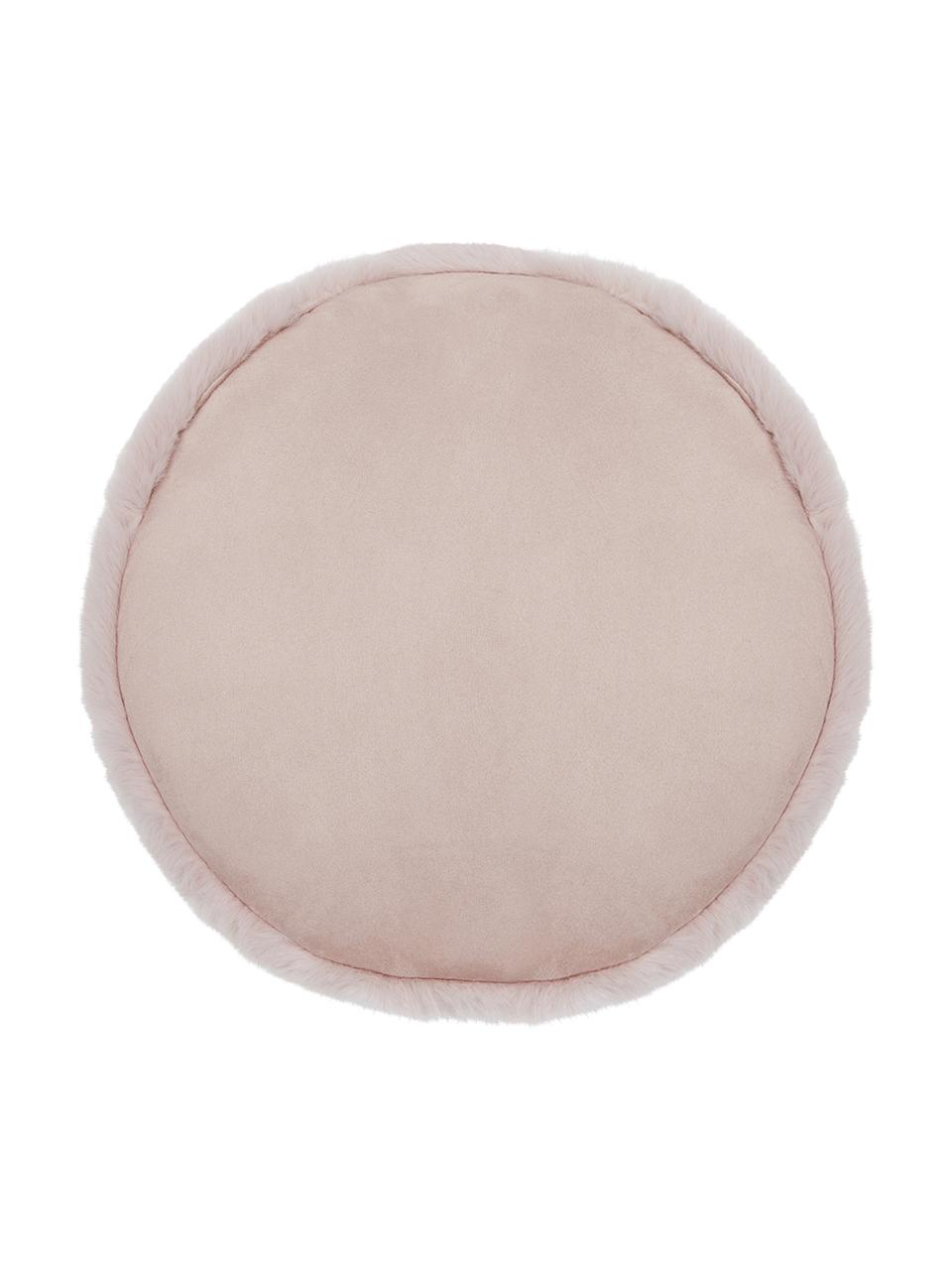 Galette de chaise en fourrure synthétique lisse Mette, Rose