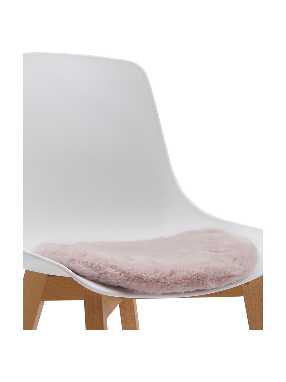 Galette de chaise en fourrure synthétique lisse Mette, Rose