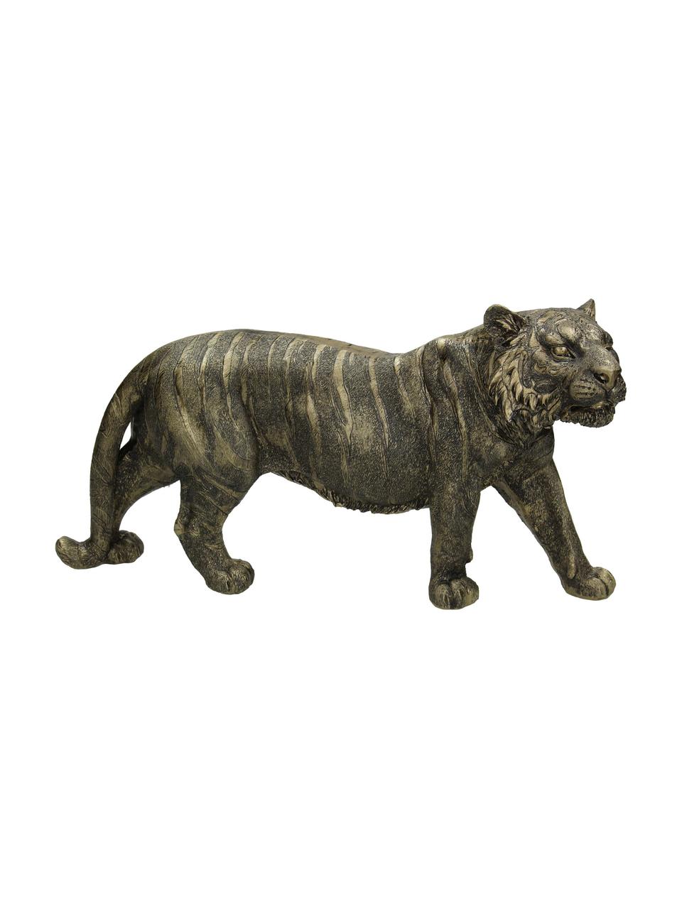 Decoratief object Tiger, Polyresin, Goudkleurig, zwart, 33 x 18 cm