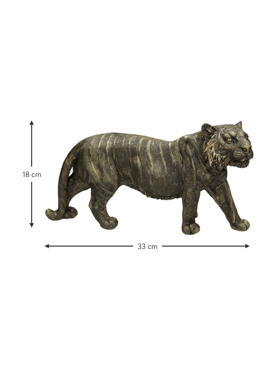 Deko-Objekt Tiger, Polyresin, Goldfarben, Schwarz, 33 x 18 cm