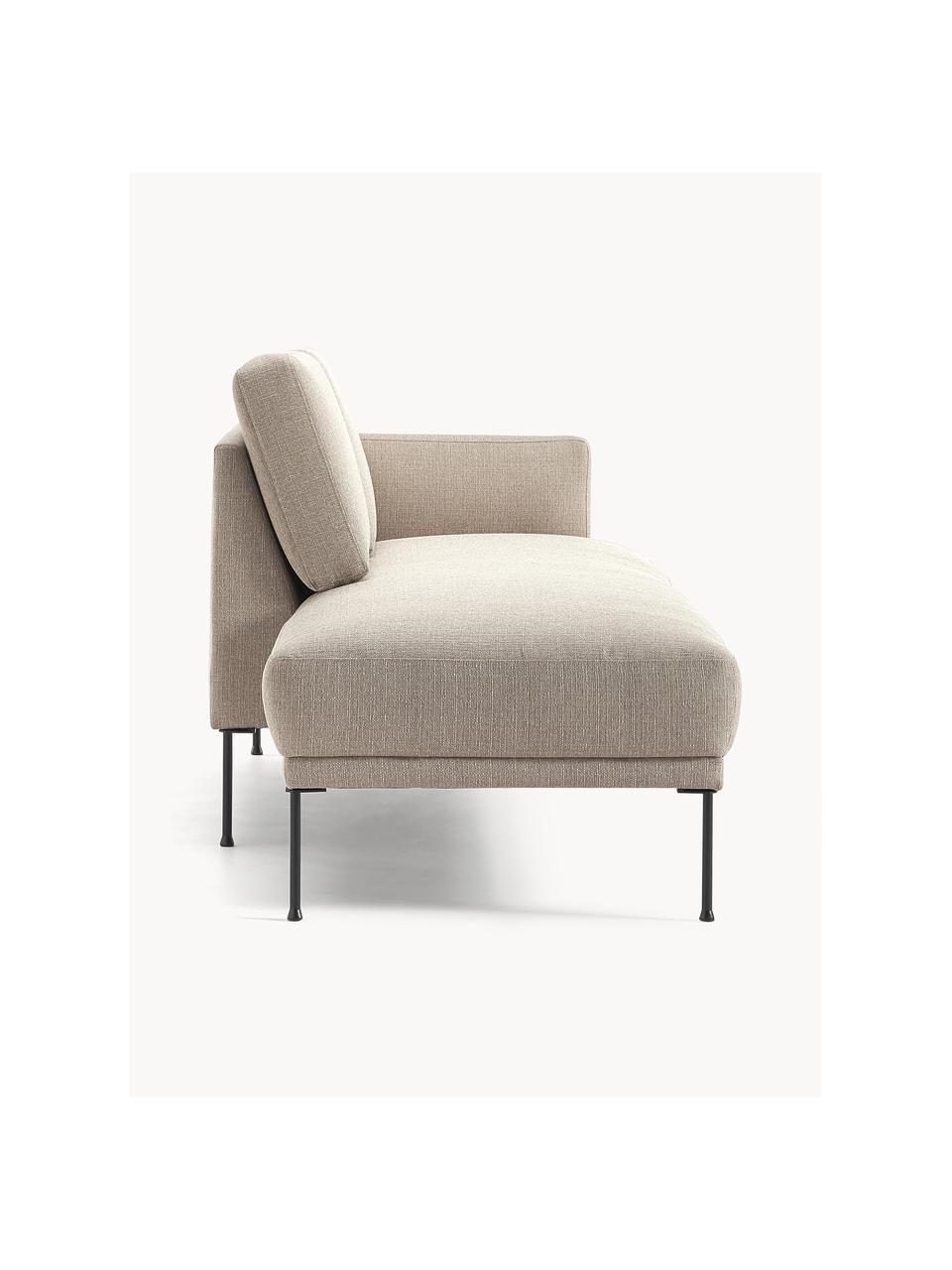 Chaise longue Fluente, Bekleding: 100% polyester. Met 35.00, Frame: massief grenenhout, Poten: gepoedercoat metaal Dit p, Geweven stof taupe, B 202 x D 85 cm, rugleuning links