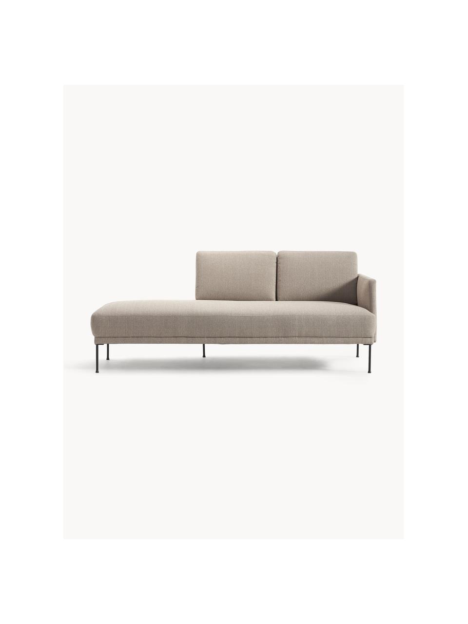 Chaise longue Fluente, Bekleding: 100% polyester. Met 35.00, Frame: massief grenenhout, Poten: gepoedercoat metaal Dit p, Geweven stof taupe, B 202 x D 85 cm, rugleuning links