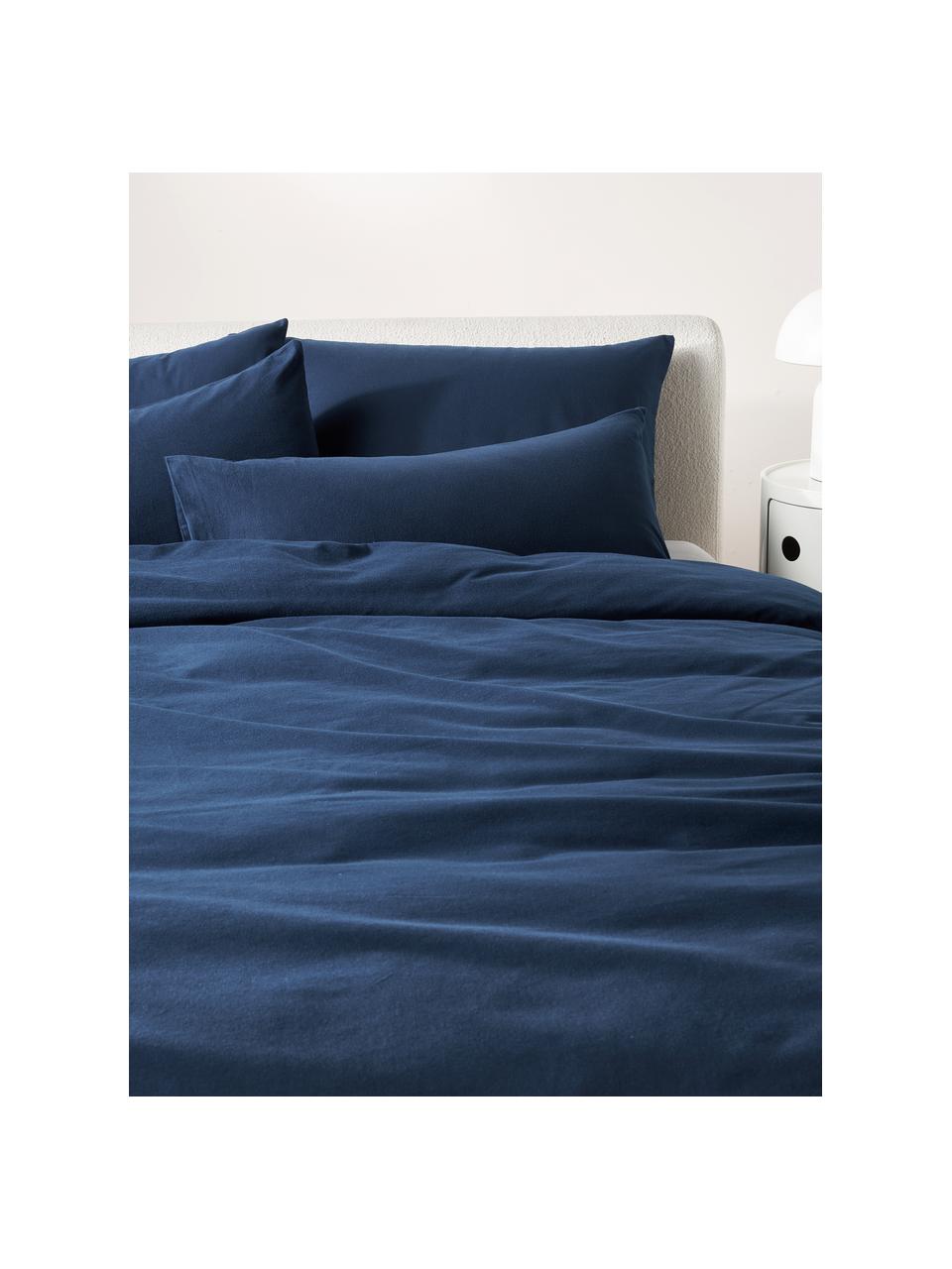 Housse de couette en flanelle Biba, Bleu foncé, larg. 200 x long. 200 cm