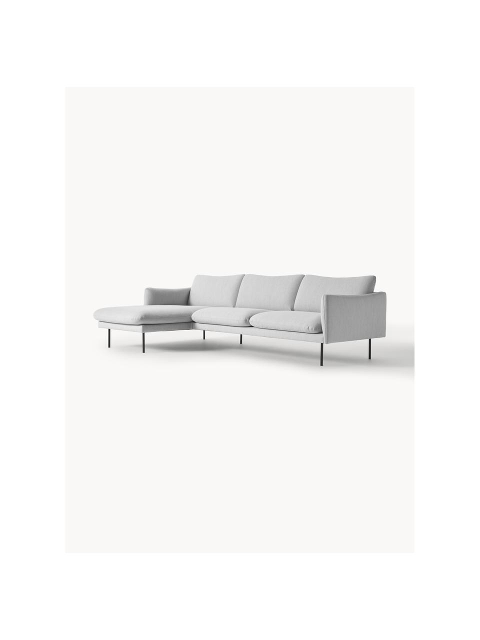 Ecksofa Moby, Bezug: Polyester Der hochwertige, Gestell: Massives Kiefernholz, Webstoff Hellgrau, B 280 x T 160 cm, Eckteil rechts