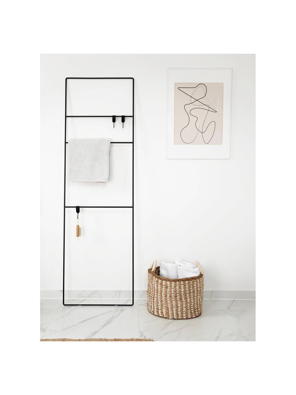 Metalen handdoekrek Estina, Staal, gepoedercoat, Zwart, B 55 x H 180 cm