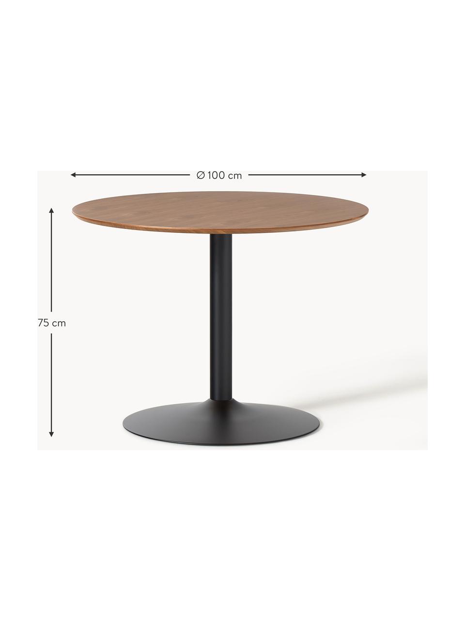 Kulatý jídelní stůl Menorca, různé velikosti, Ořechové dřevo, černá, Ø 100 cm