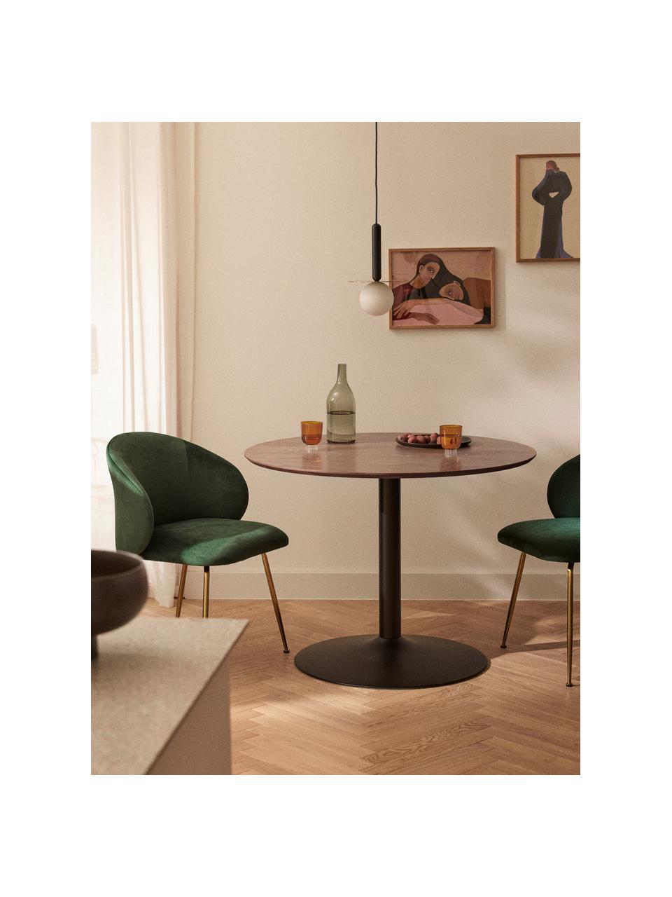 Okrúhly jedálenský stôl Menorca, Orechové drevo, čierna, Ø 100 cm