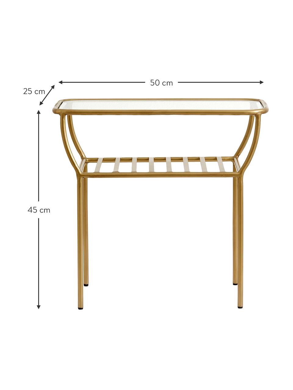 Odkládací stolek se skleněnou deskou Maeve, Mosazná, Š 50 cm, V 45 cm