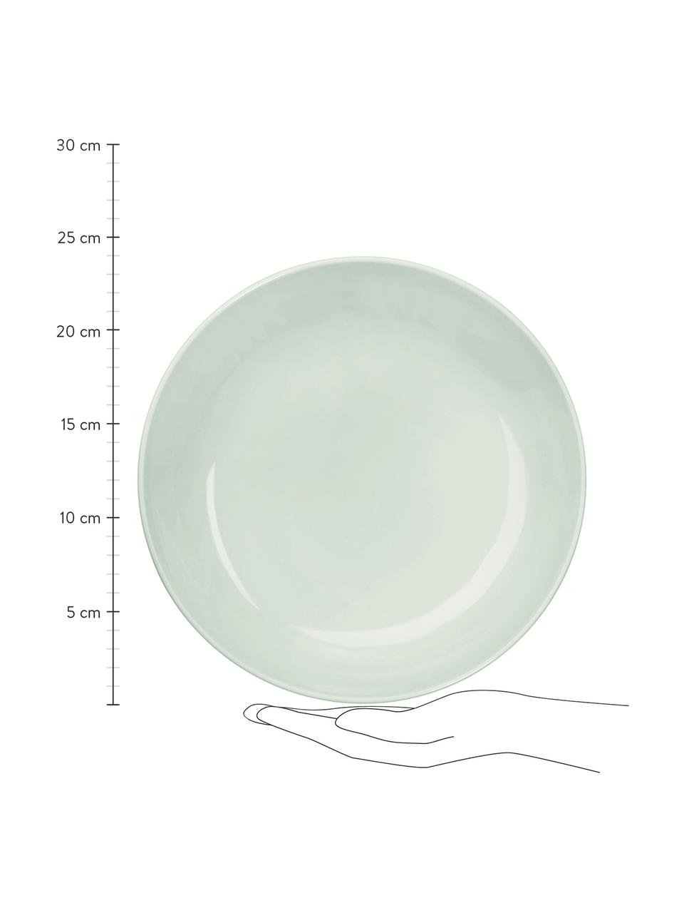 Platos hondos de porcelana Kolibri, 6 uds., Porcelana, Verde menta, Ø 24 cm