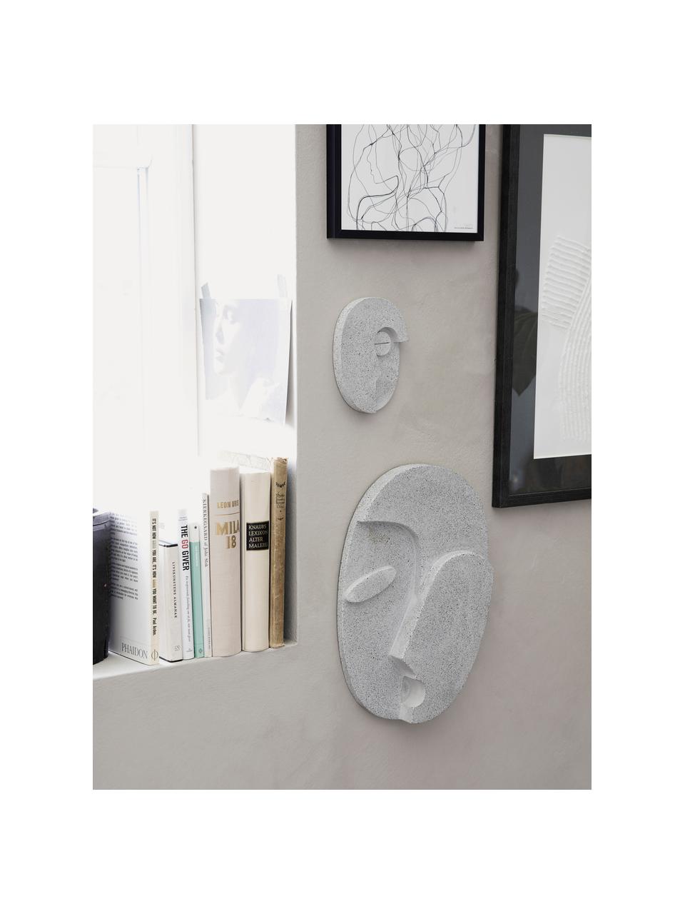 Decoración de pared Face, Cemento, Gris, An 22 x Al 32 cm