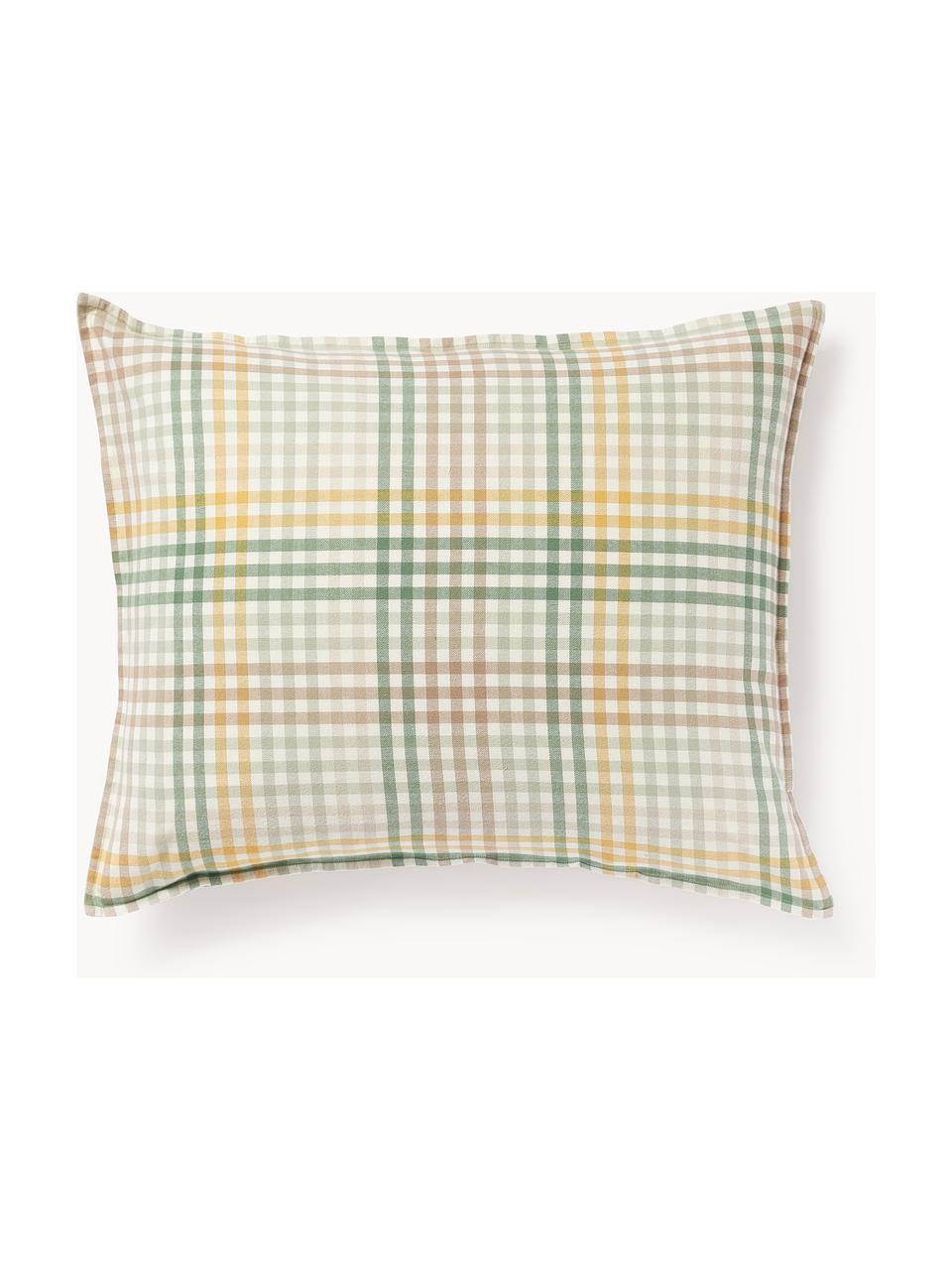 Geruite flanellen kussenhoes Eli, Weeftechniek: flanel, Groen, geel, B 60 x H 70 cm