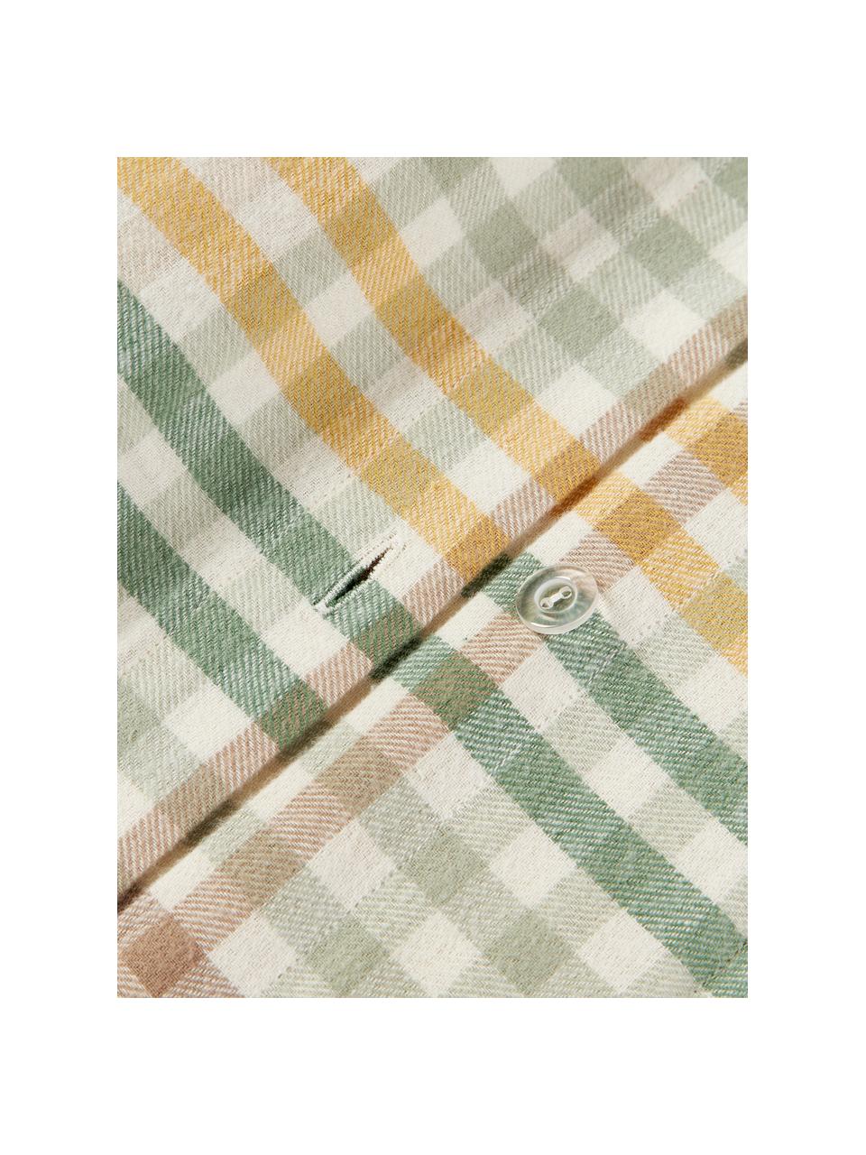 Geruite flanellen kussenhoes Eli, Weeftechniek: flanel, Groen, geel, B 60 x H 70 cm