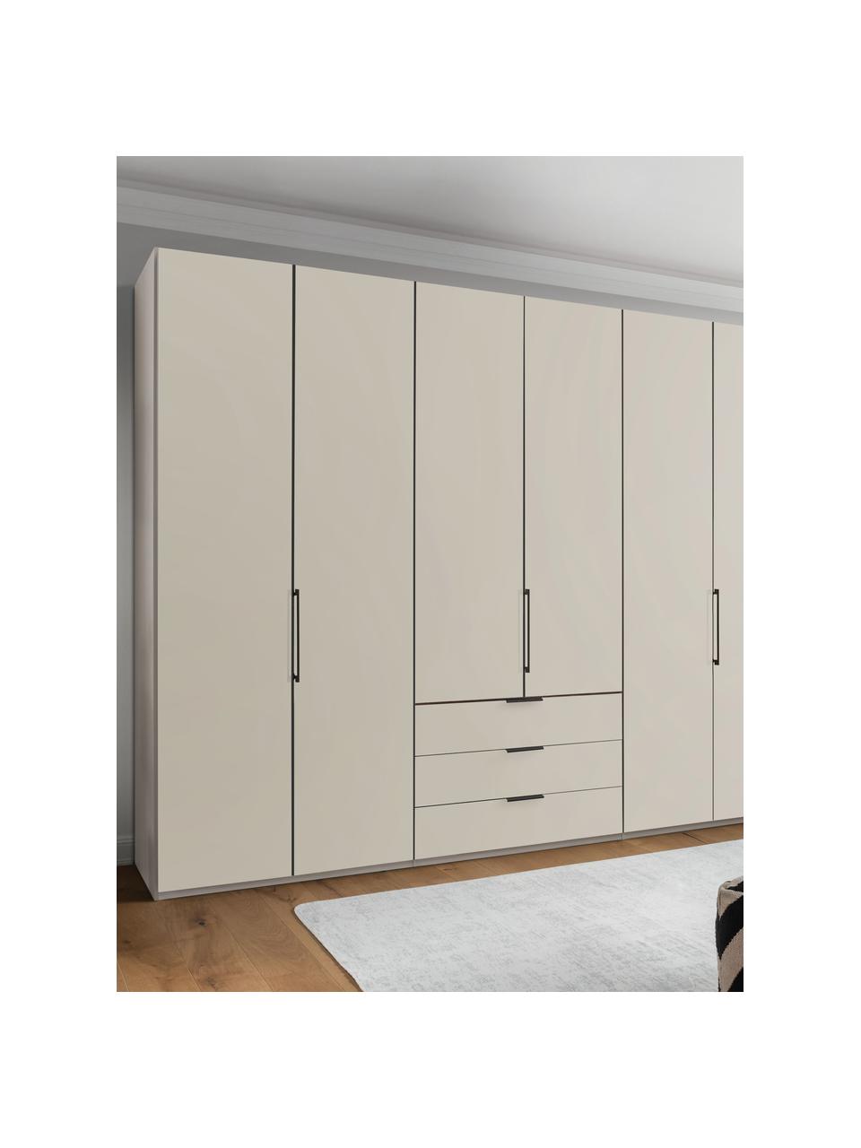 Drehtürenschrank Monaco, 6-türig, Korpus: Holzwerkstoff, foliert, Griffe: Metall, beschichtet, Beige, B 295 x H 216 cm