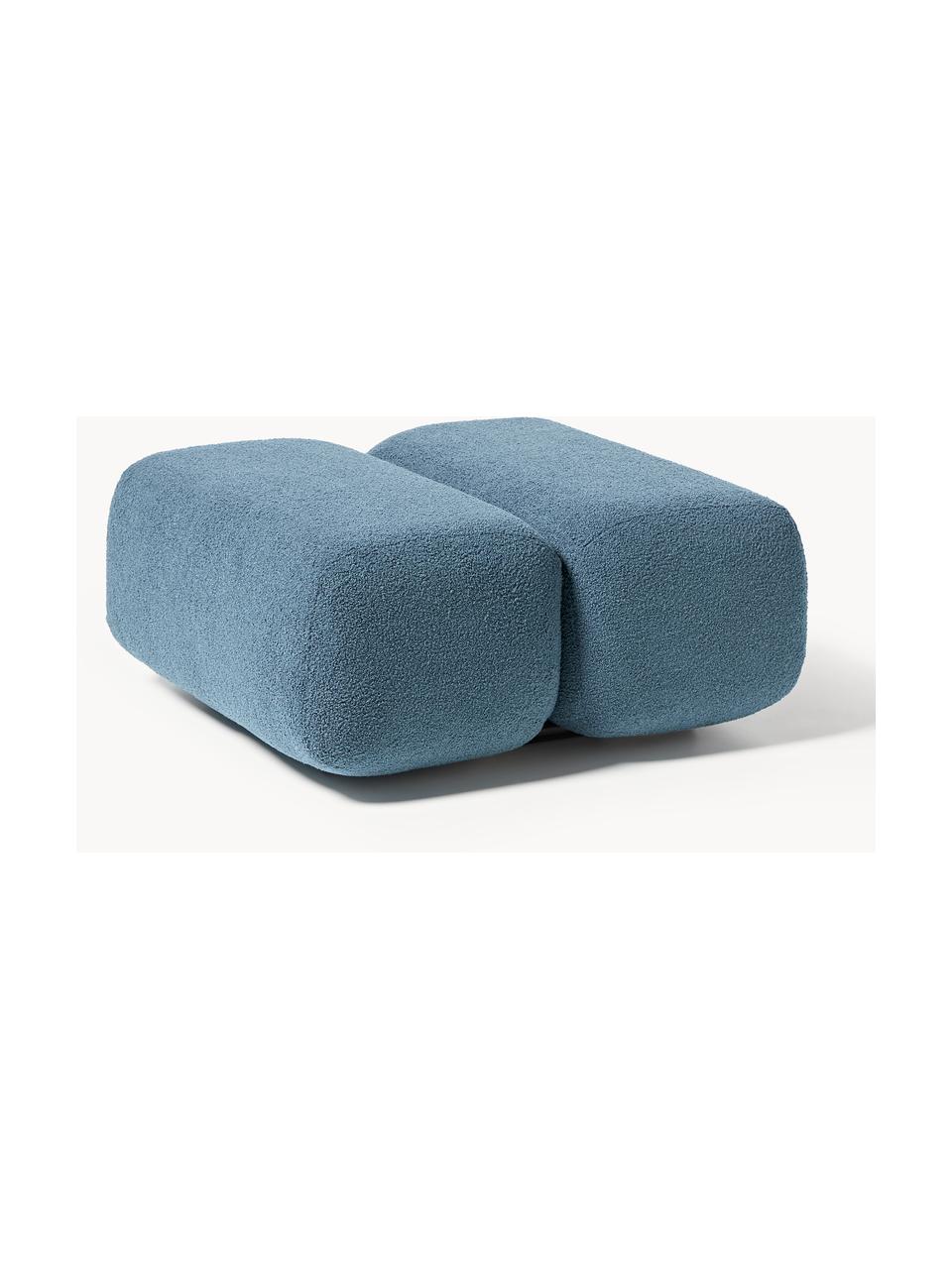 Tabouret en tissu bouclé Caterpillar, Peluche gris-bleu, larg. 82 x haut. 39 cm