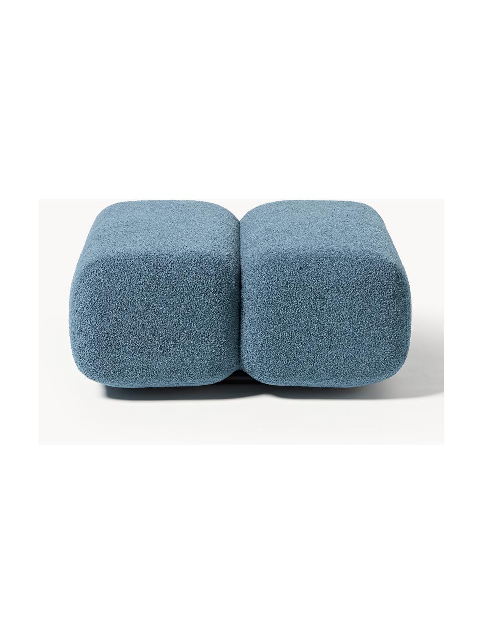 Tabouret en tissu bouclé Caterpillar, Peluche gris-bleu, larg. 82 x haut. 39 cm