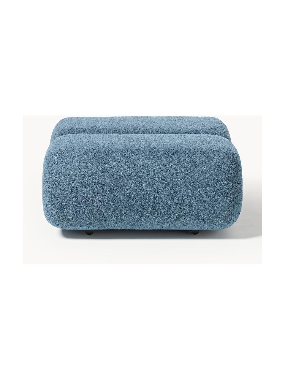 Tabouret en tissu bouclé Caterpillar, Peluche gris-bleu, larg. 82 x haut. 39 cm