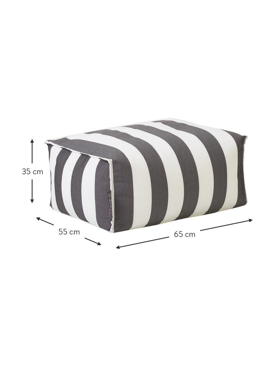 Cojín de suelo para exterior Korfu, Tapizado: 100% polipropileno, recub, Gris antracita, blanco, An 65 x Al 35 cm