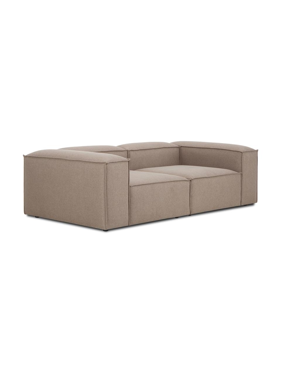 Sofa modułowa Lennon (3-osobowa), Tapicerka: 100% poliester Dzięki tka, Stelaż: lite drewno sosnowe, cert, Nogi: tworzywo sztuczne, Brązowa tkanina, S 238 x G 119 cm