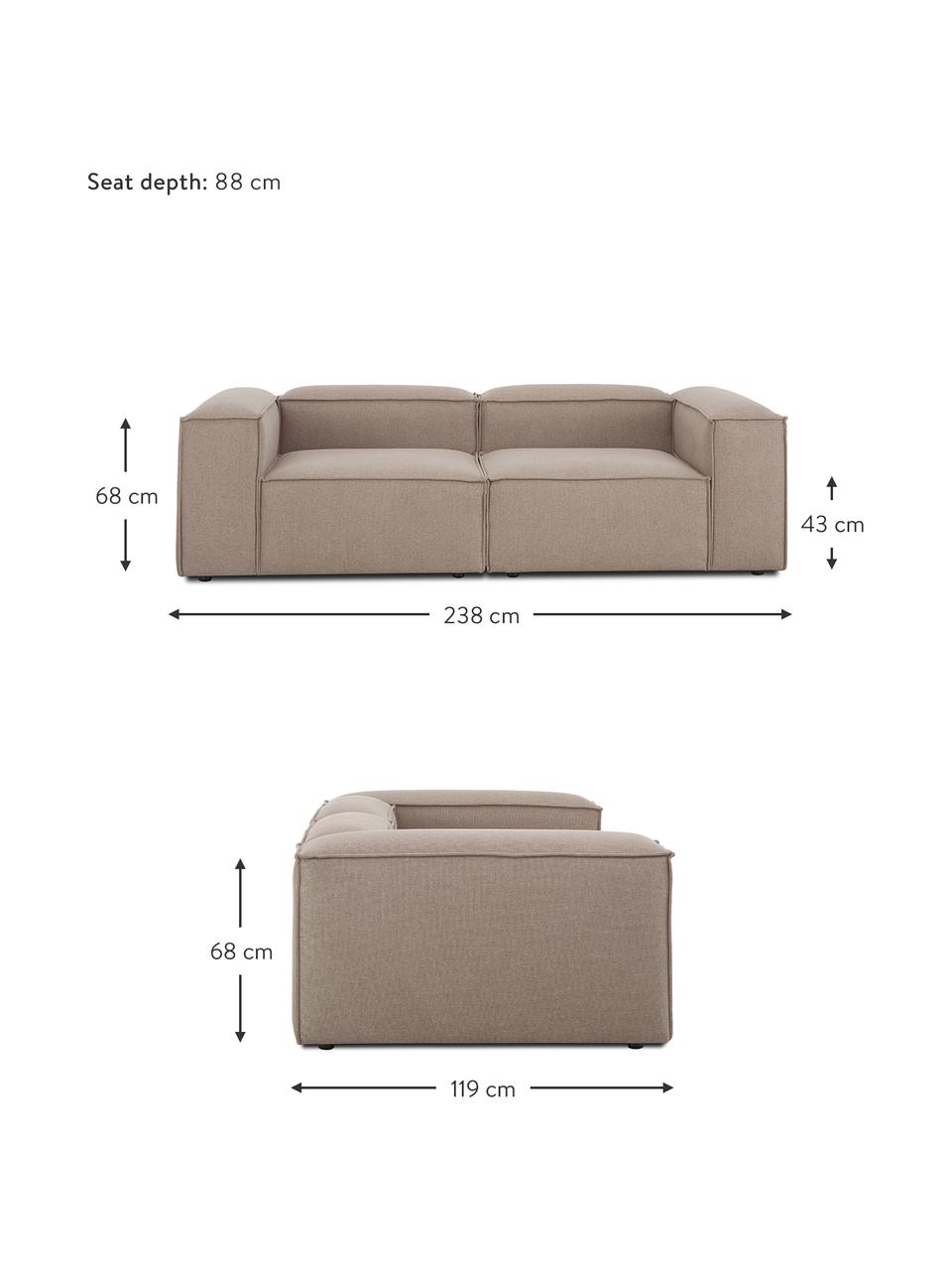 Canapé modulable 3 places Lennon, Tissu brun, larg. 238 x prof. 119 cm