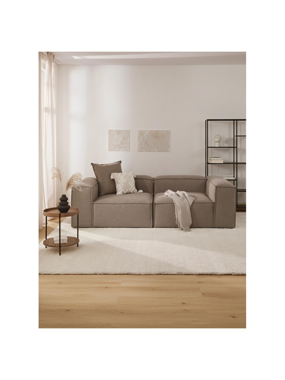 Modulares Sofa Lennon (3-Sitzer), Bezug: 100 % Polyester Der strap, Gestell: Massives Kiefernholz, Spe, Füße: Kunststoff Dieses Produkt, Webstoff Taupe, B 238 x T 119 cm