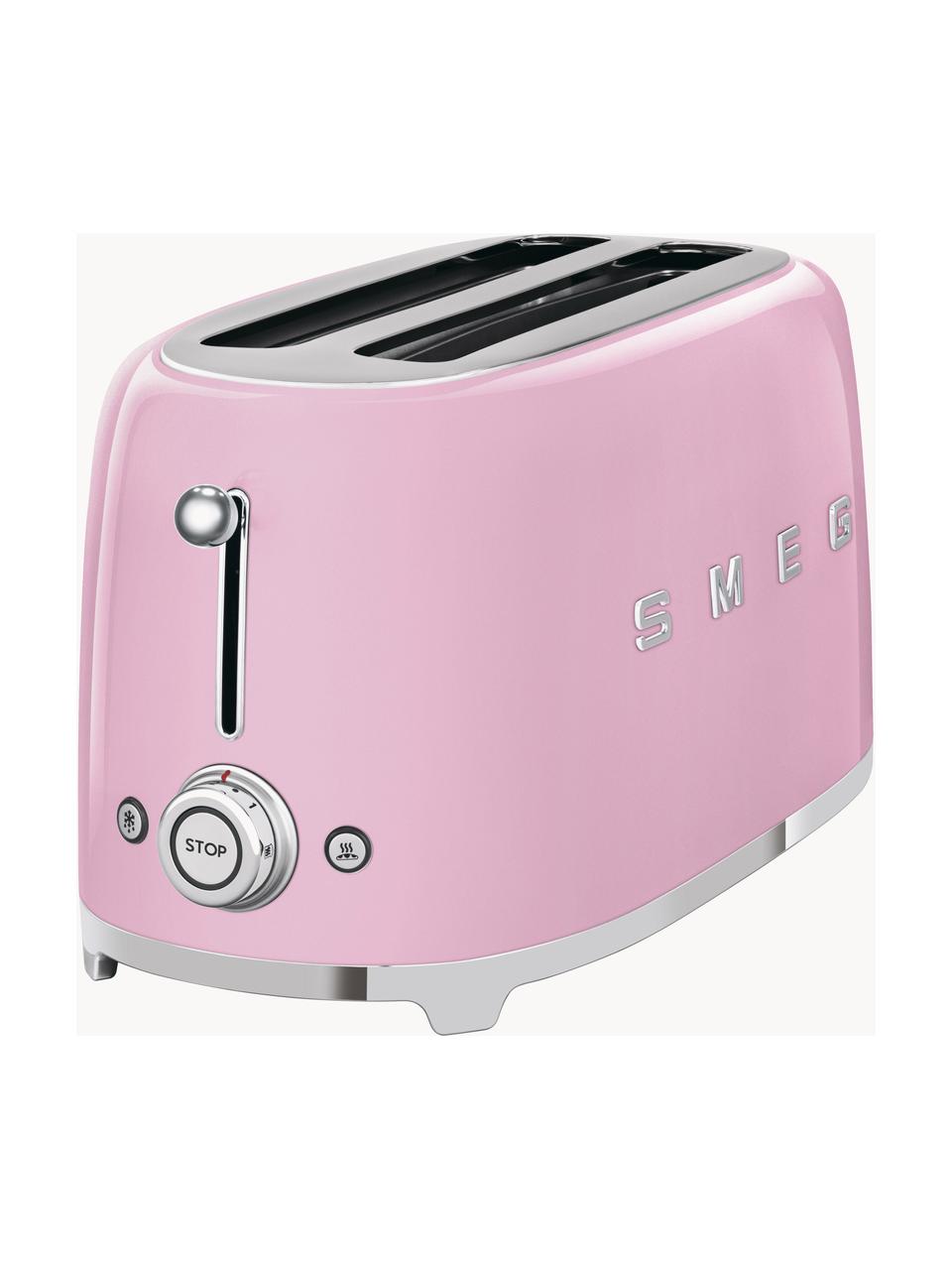 Langschlitztoaster 50's Style, Edelstahl, lackiert, Rosa, glänzend, B 41 x T 21 cm