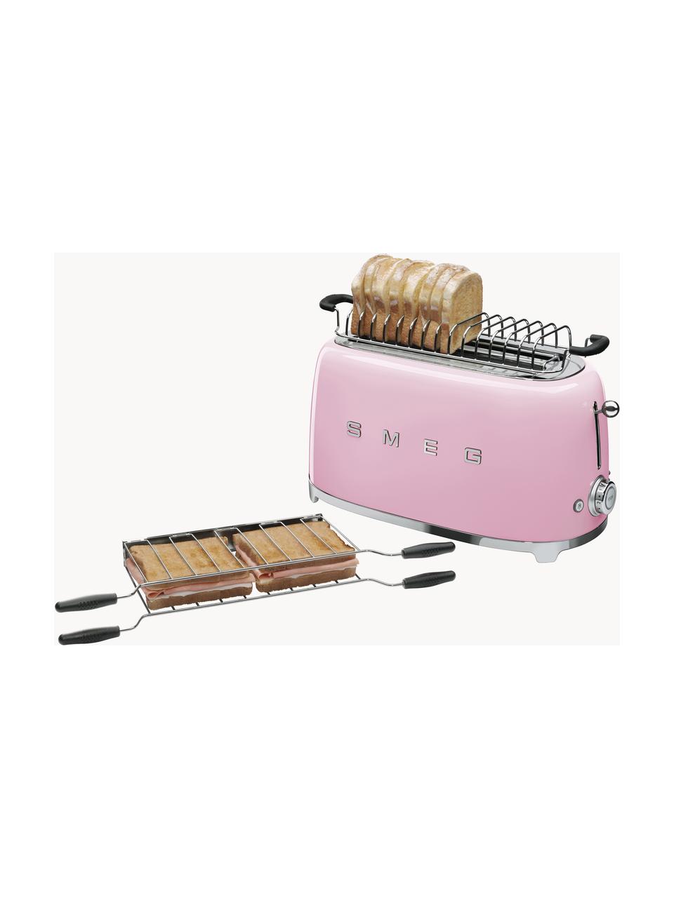 Broodrooster 50's Style met lange sleuf, Gelakt edelstaal, Roze, glanzend, B 41 x D 21 cm