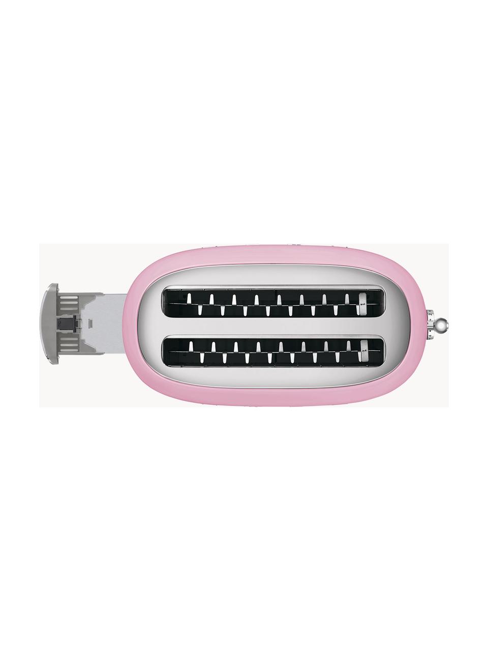 Grille-pain 4 tranches 50's Style, Acier inoxydable, laqué, Rose, haute brillance, larg. 41 x prof. 21 cm